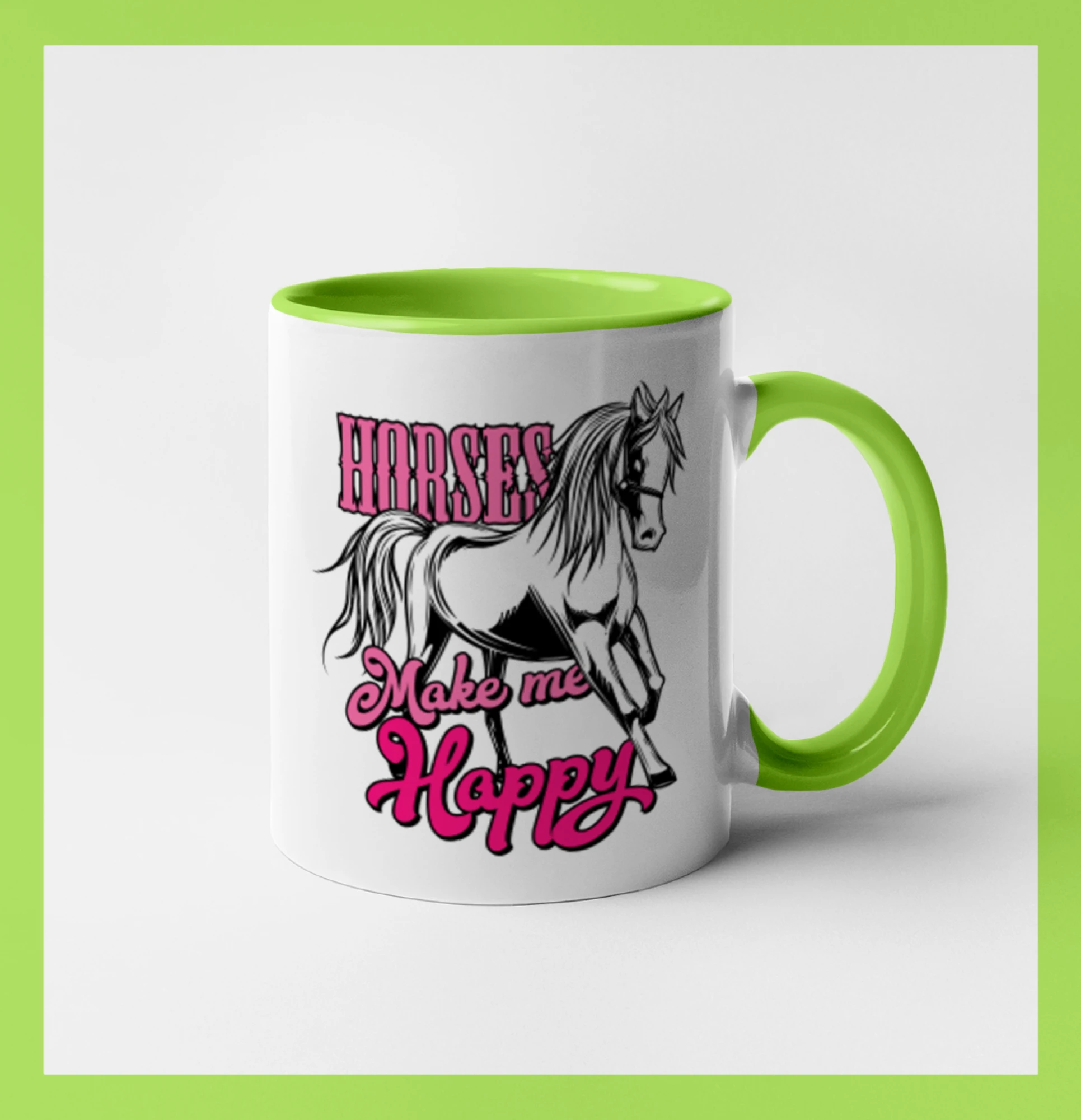 Tričká s koňmi - Horses Make me Happy - Hrnček 