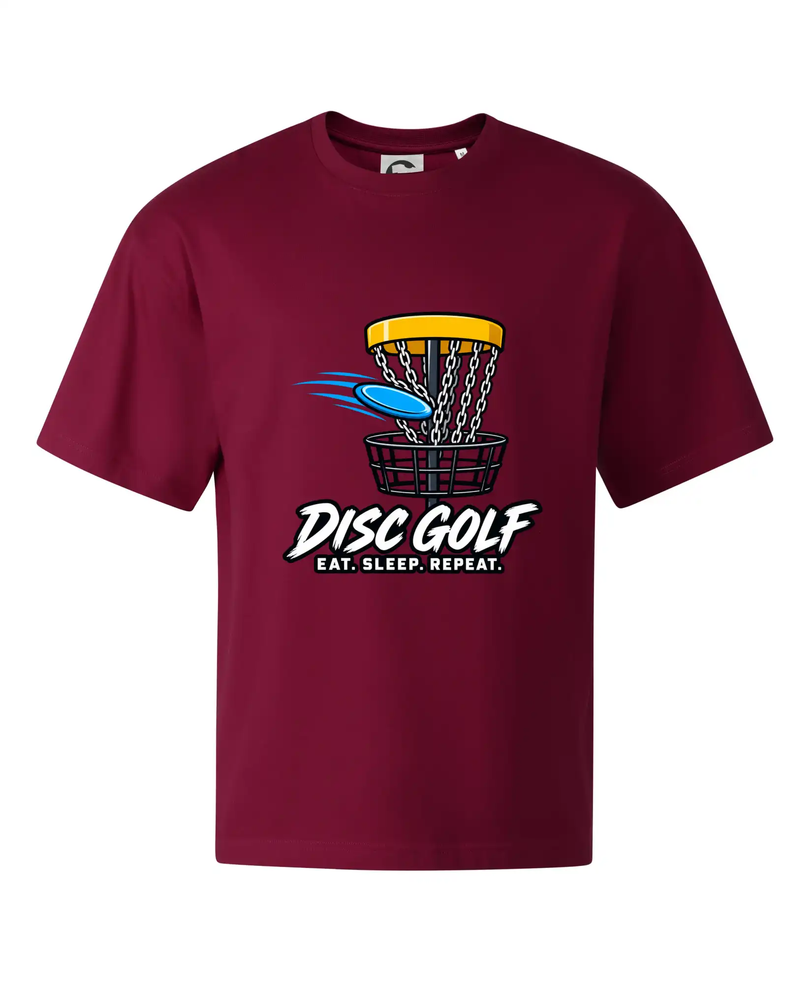 Discgolfový koš s letícím diskem eat sleep repeat