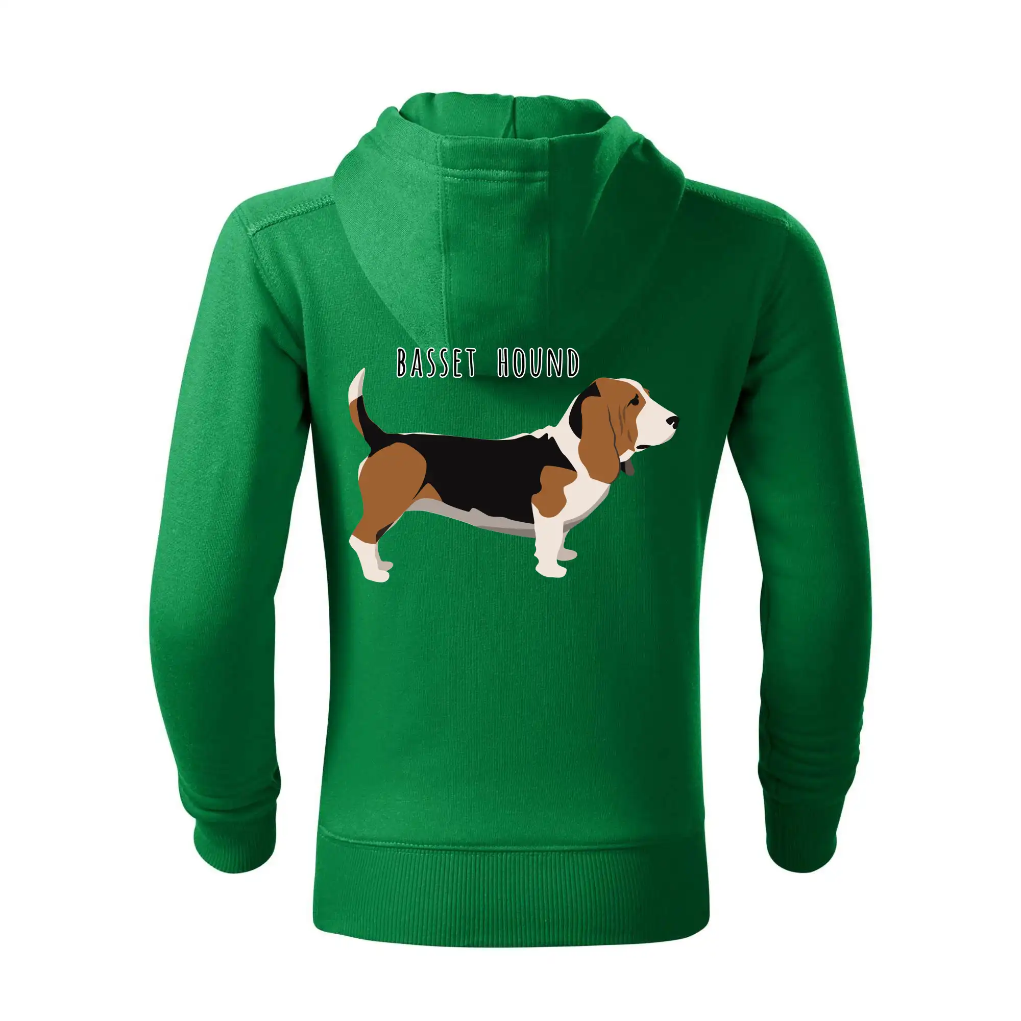 Basset hound pes s nápisem