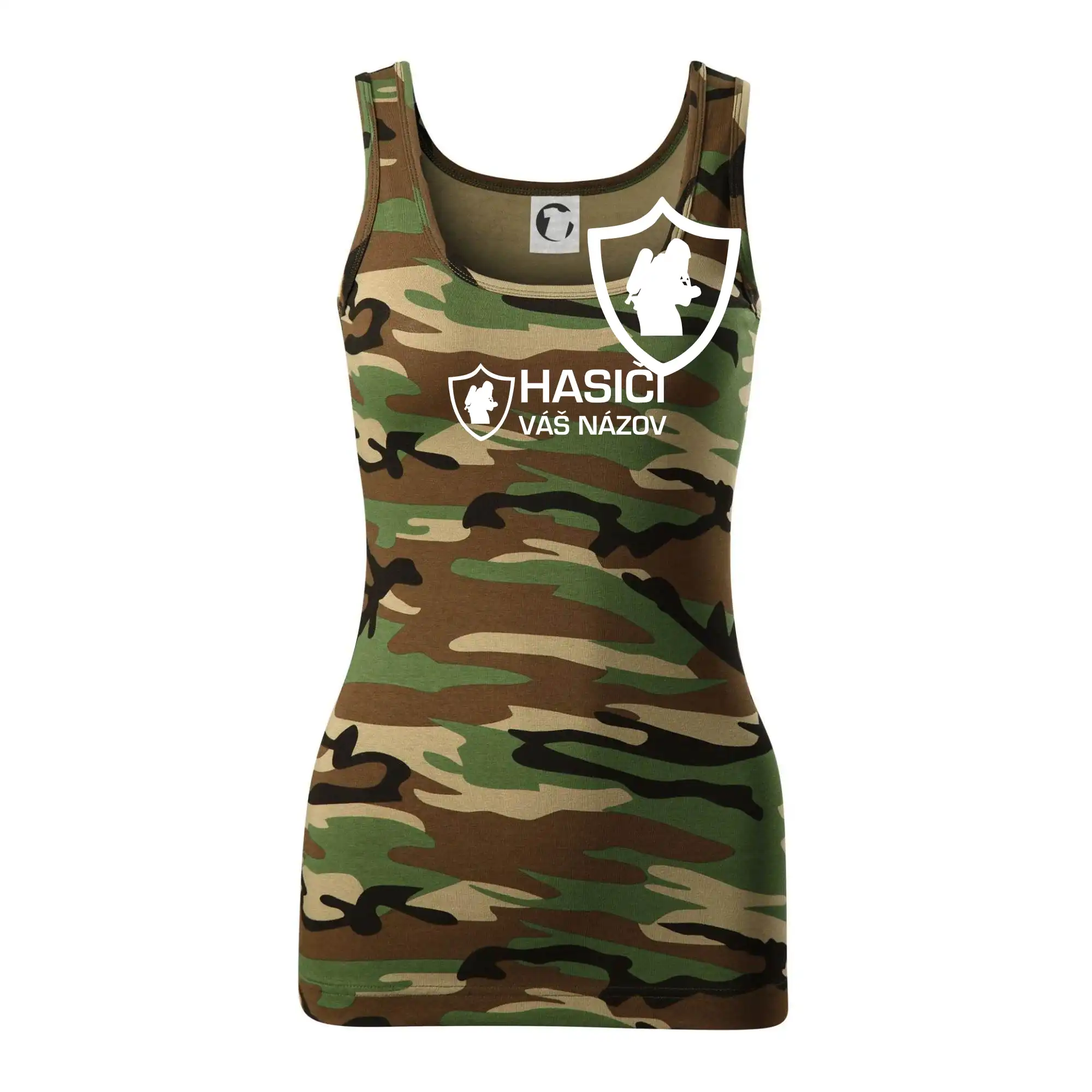 Originálne tričká pre hasičov - Hasiči emblem - vlastný nápis - Maskáčové tielko