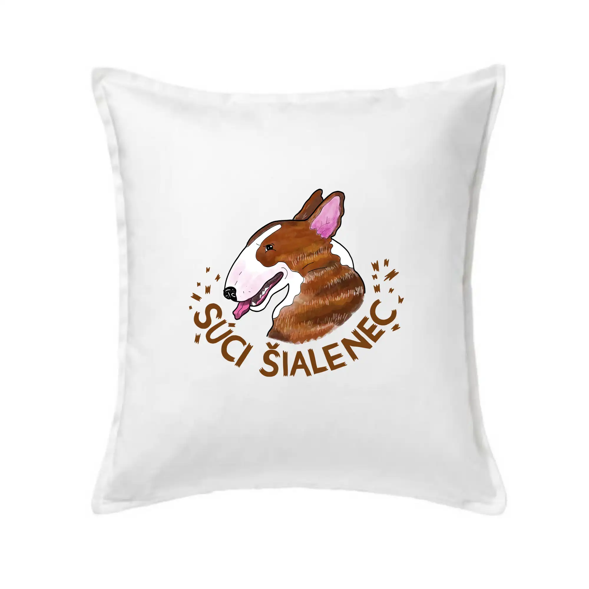 Ostatné psie plemená - Bulterier Súci šialenec (Pecka design) - Vankúš 50x50