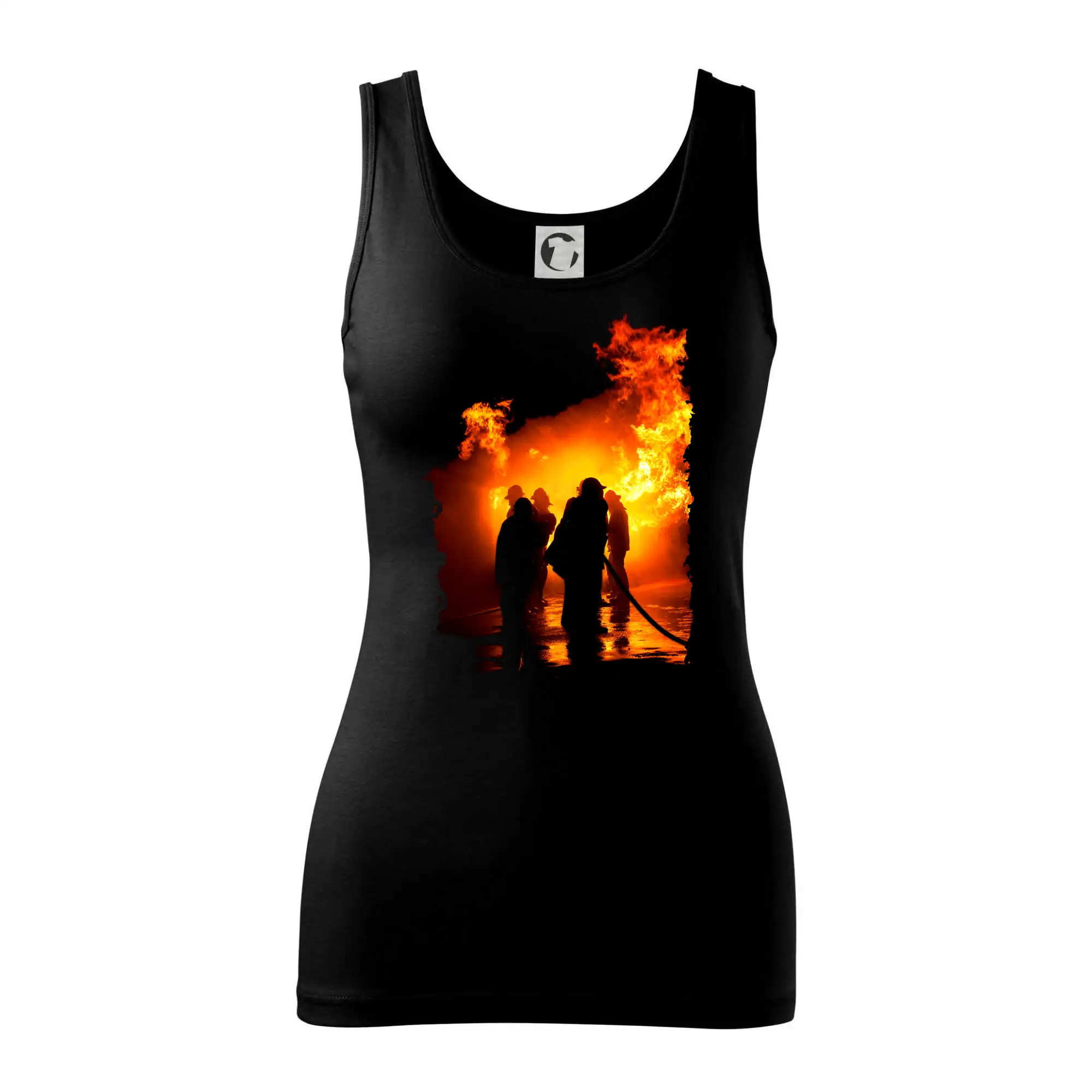 Originálne tričká pre hasičov - Hasiči pri zásahu - Dámske tielko