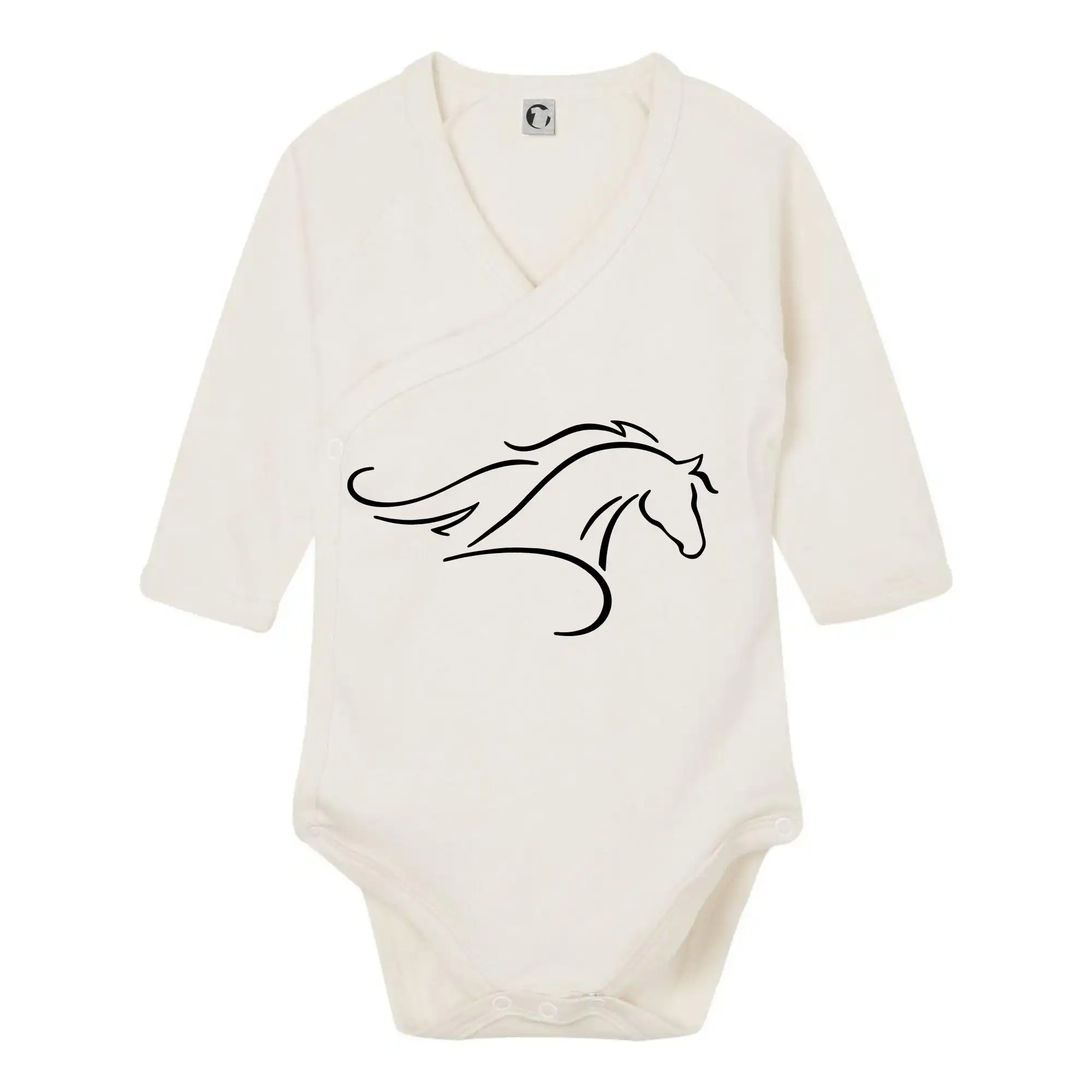 Tričká s koňmi - Kôň - bežiaci silueta hlavy - Body zavinovacie s dlhým rukávom