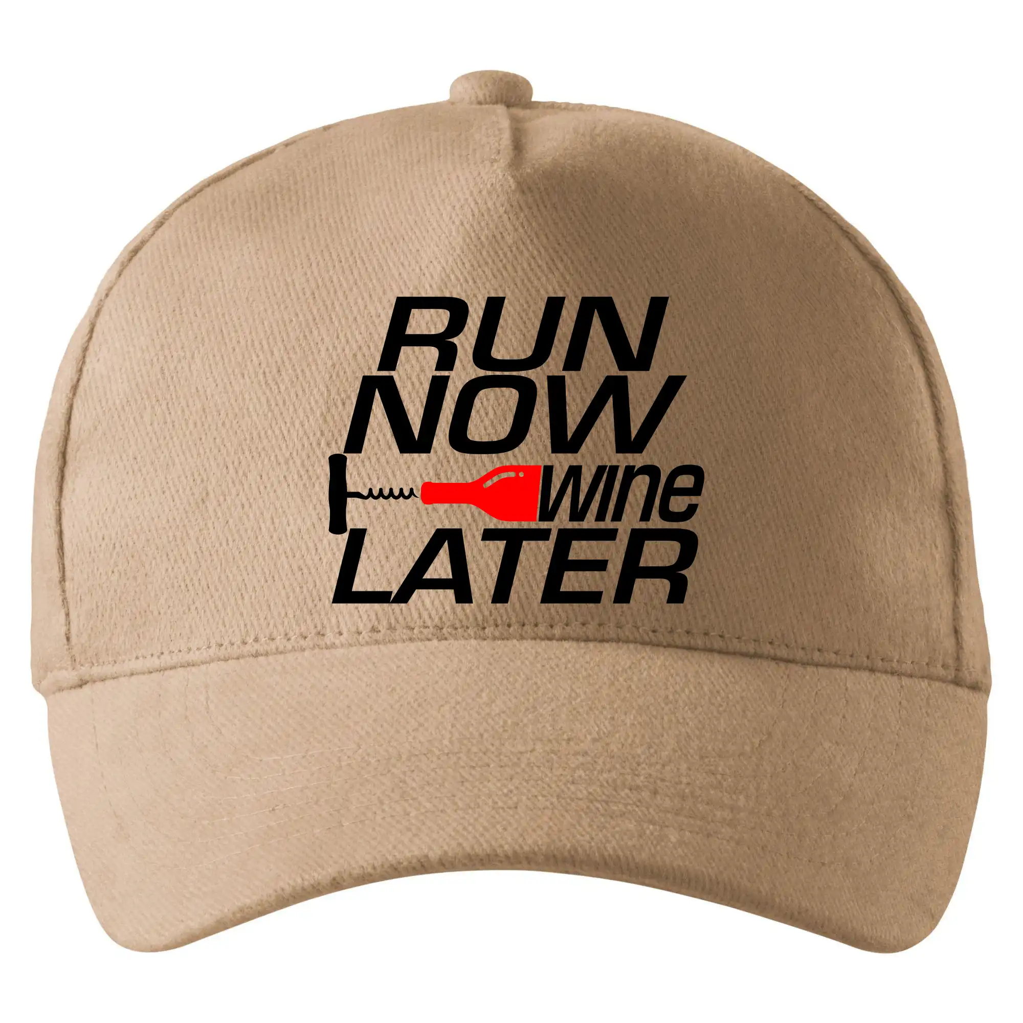 Tričká pre bežcov - Run now Wine later - Šiltovka so zahnutým šiltom a mosaznou sponou