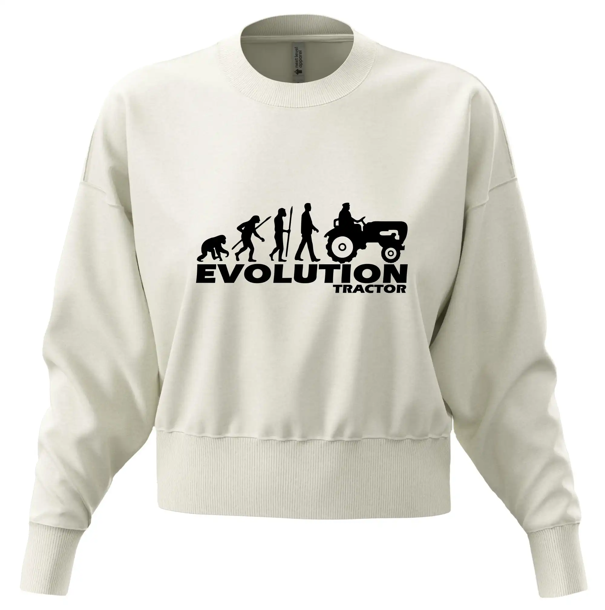 Tričká s potlačou evolúcia - Evolúcia traktor - Mikina oversize crop OVERSIZE