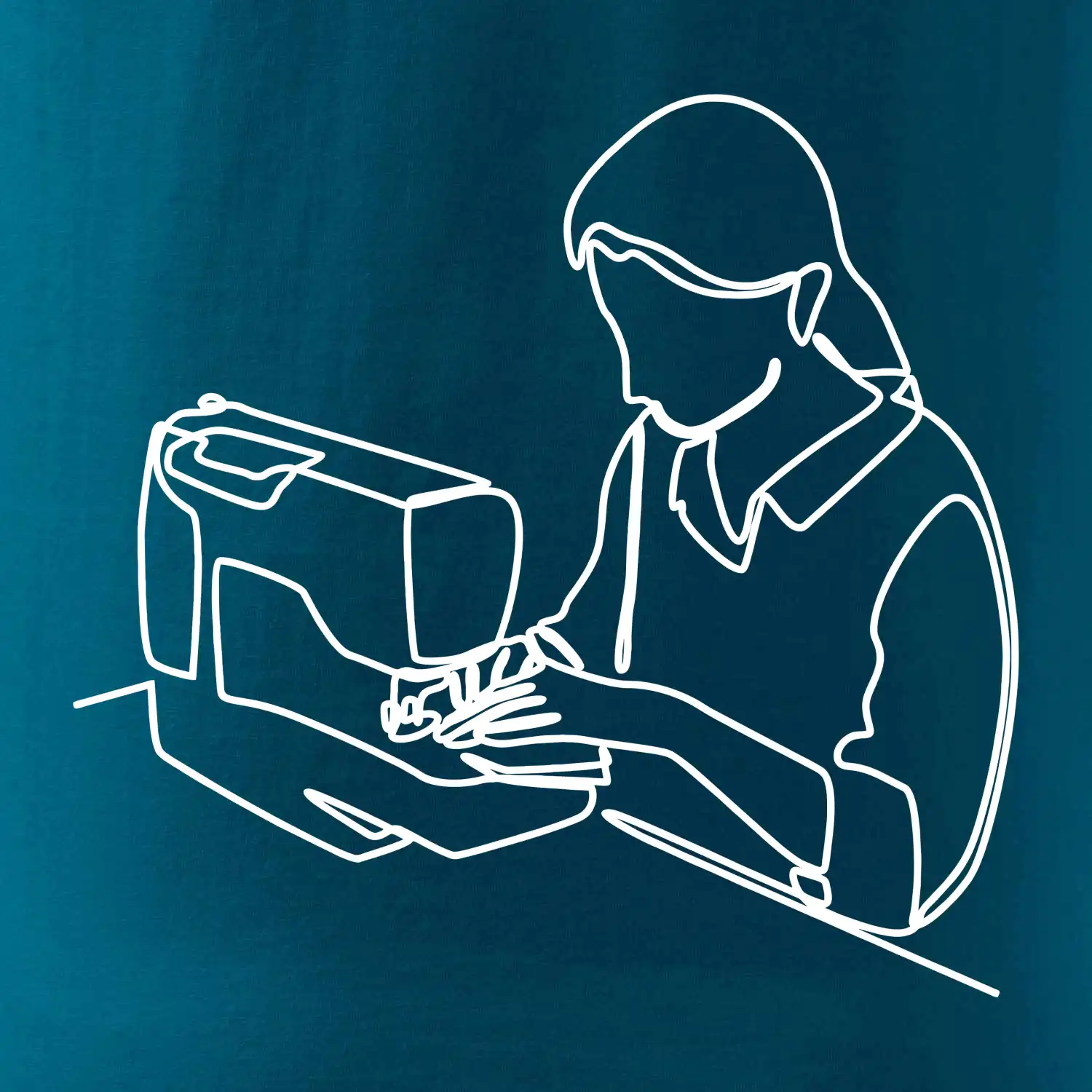 Švadlena a šicí stroj jedním tahem