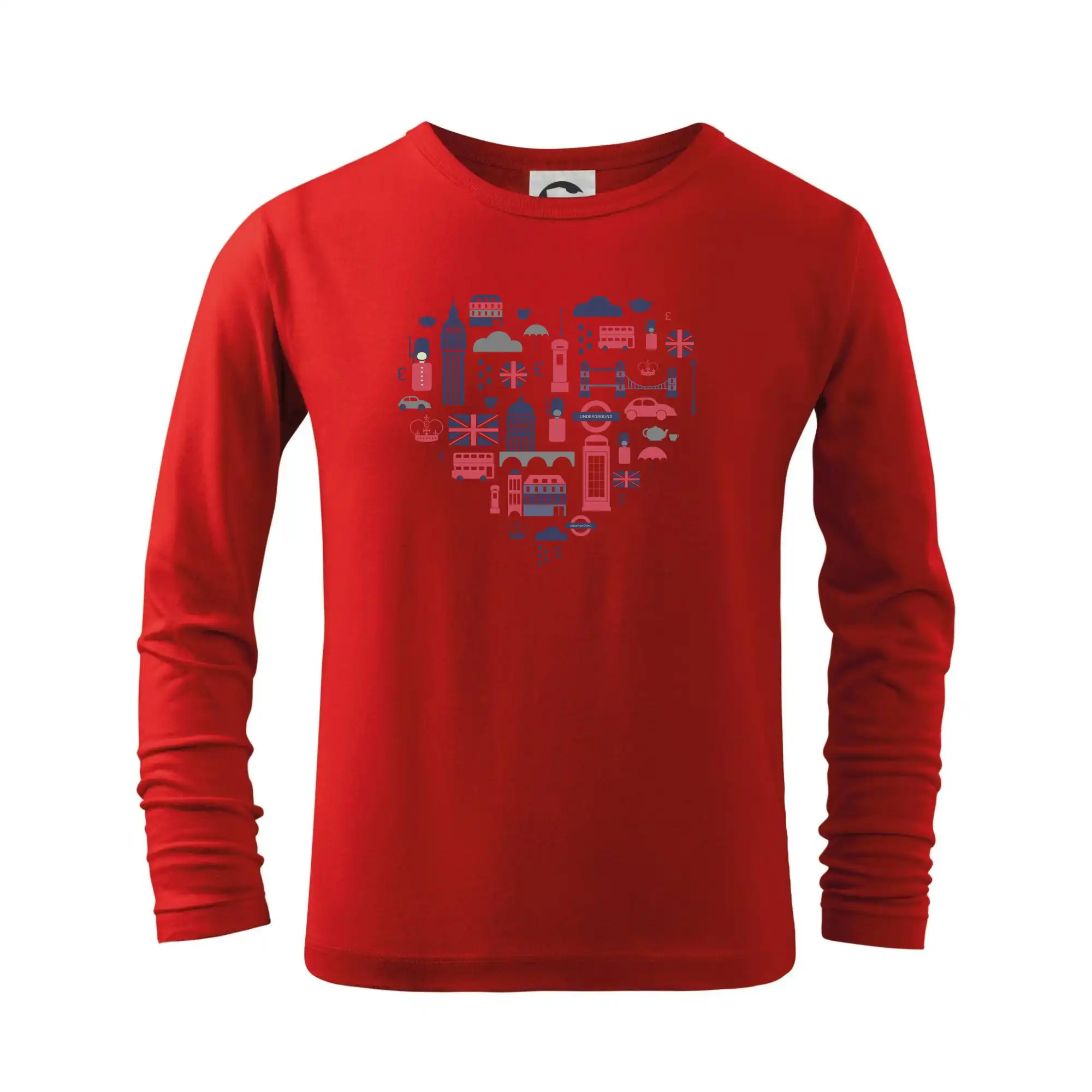 Tričká Anglicko - Anglicko symboly srdce - Tričko detské Long Sleeve