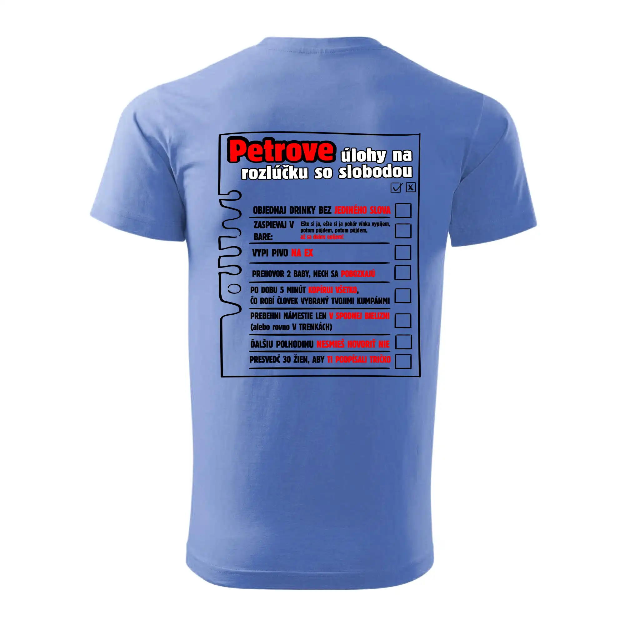 Tričko na rozlúčku s úlohami na chrbte + nápis ženích