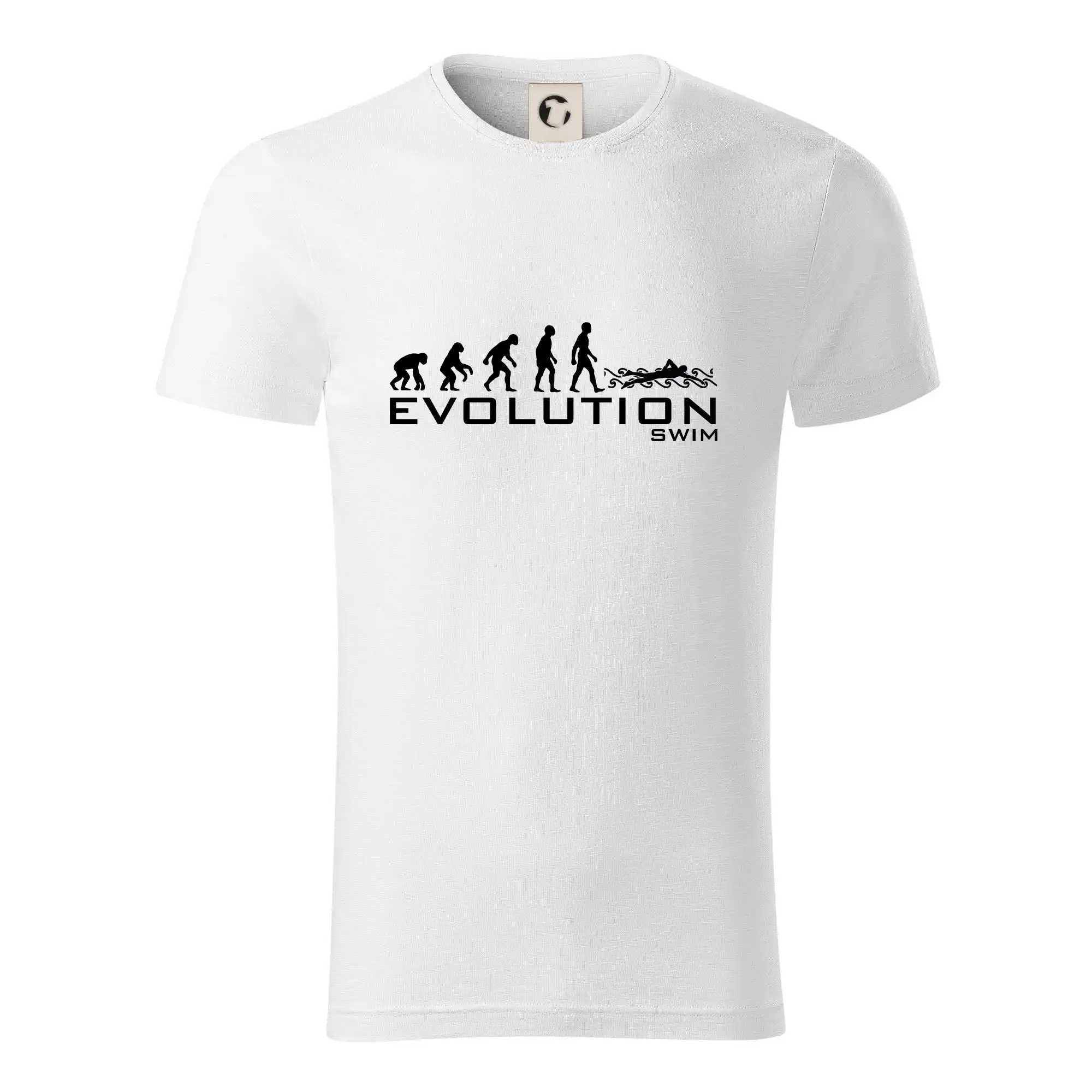 Tričká s potlačou evolúcia - Evolúcia Swim - Tričko z organickej bavlny