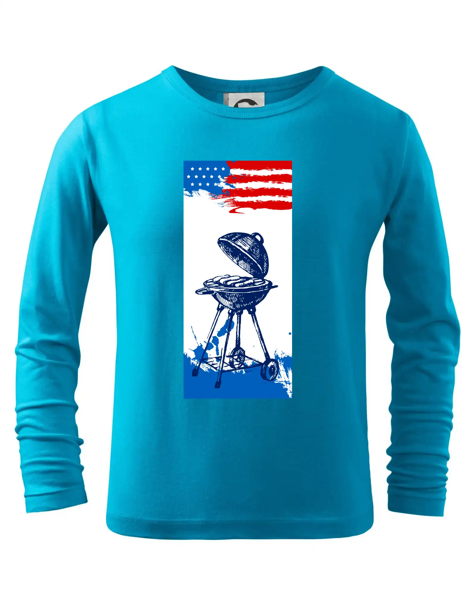 Tričká a zástery na grilovanie - USA BBQ draw grill - Tričko detské Long Sleeve