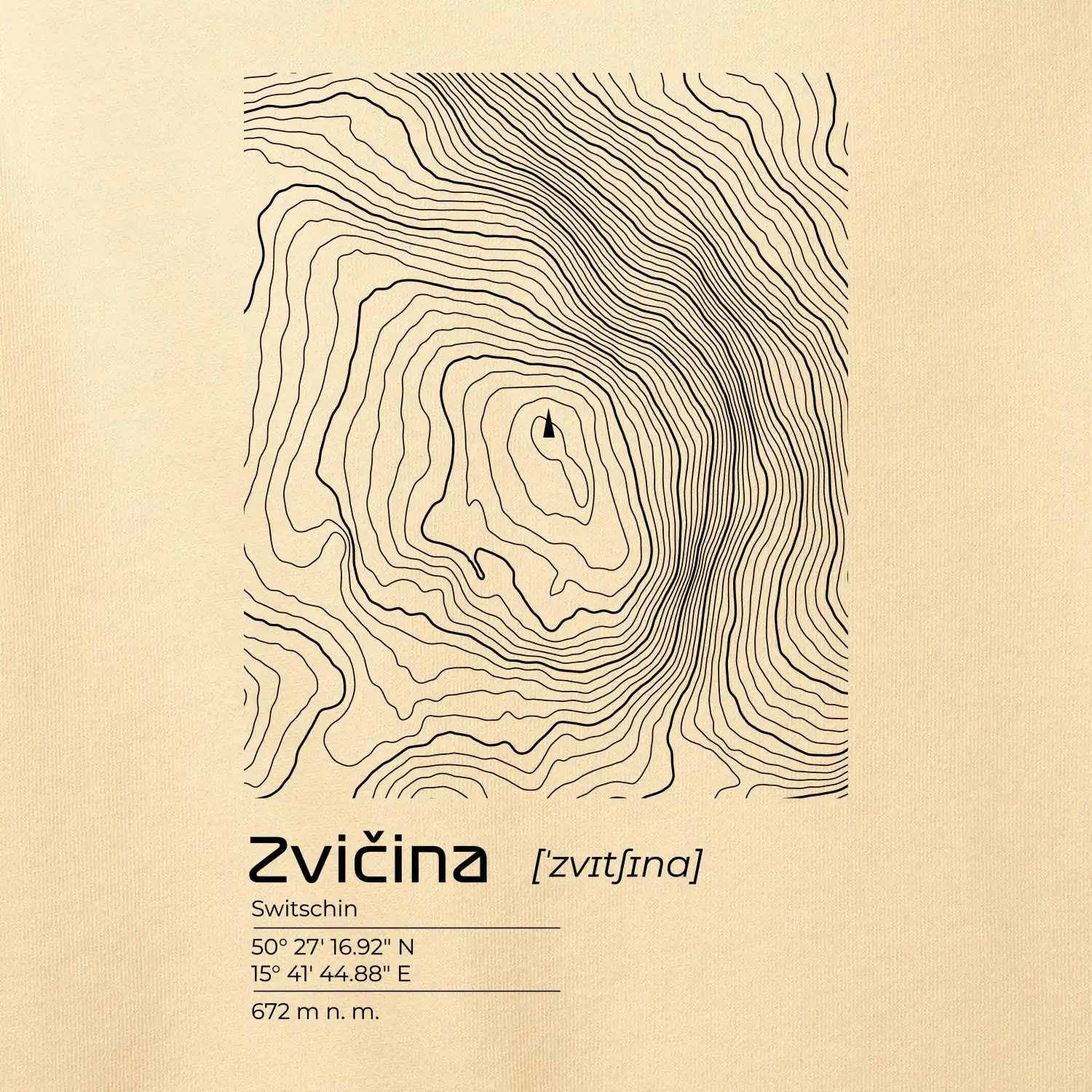 Zvičina - vrstevnice v obdélníku