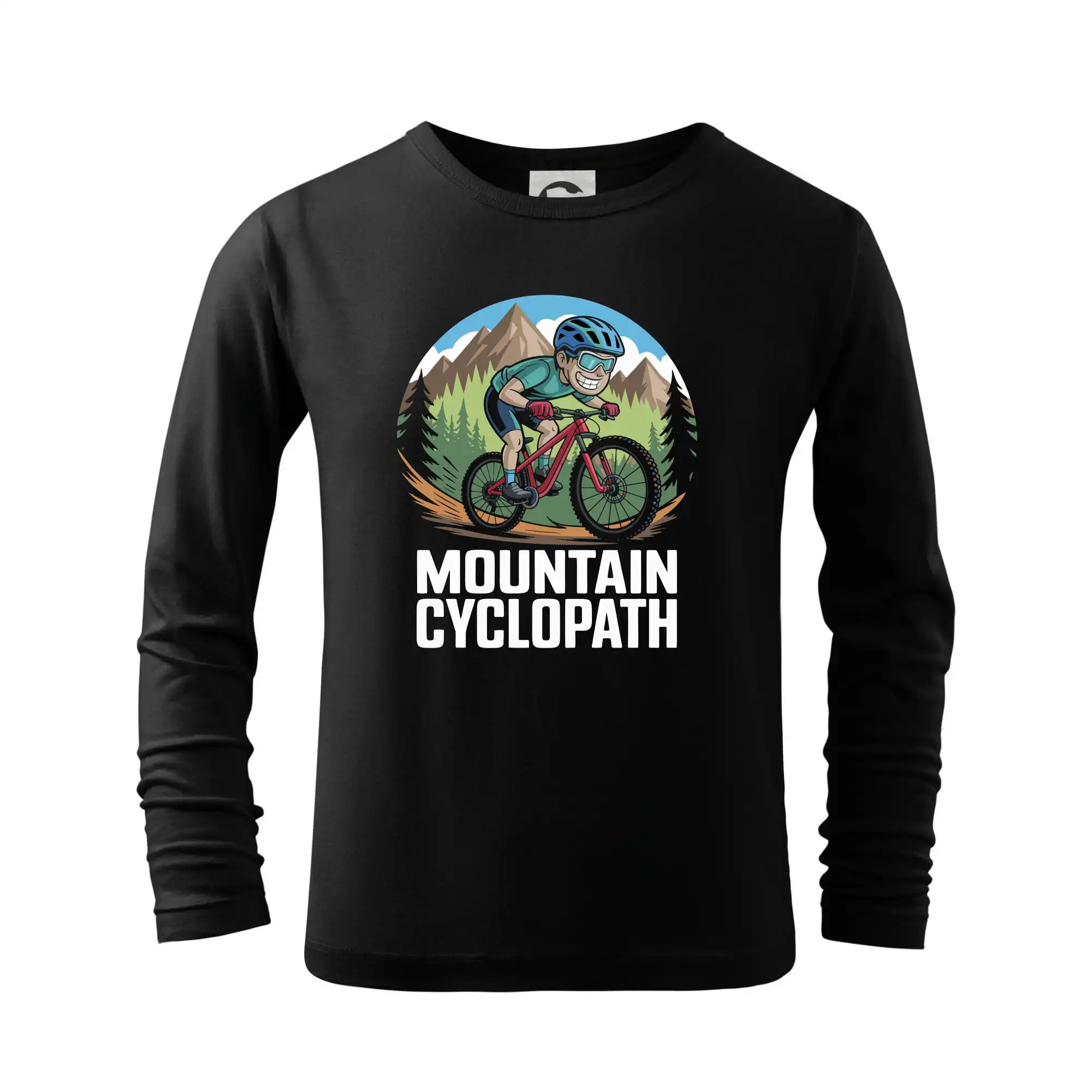 Tričko ako darček pre cyklistu - Mountain cyclopat bez fúzov - Tričko detské Long Sleeve