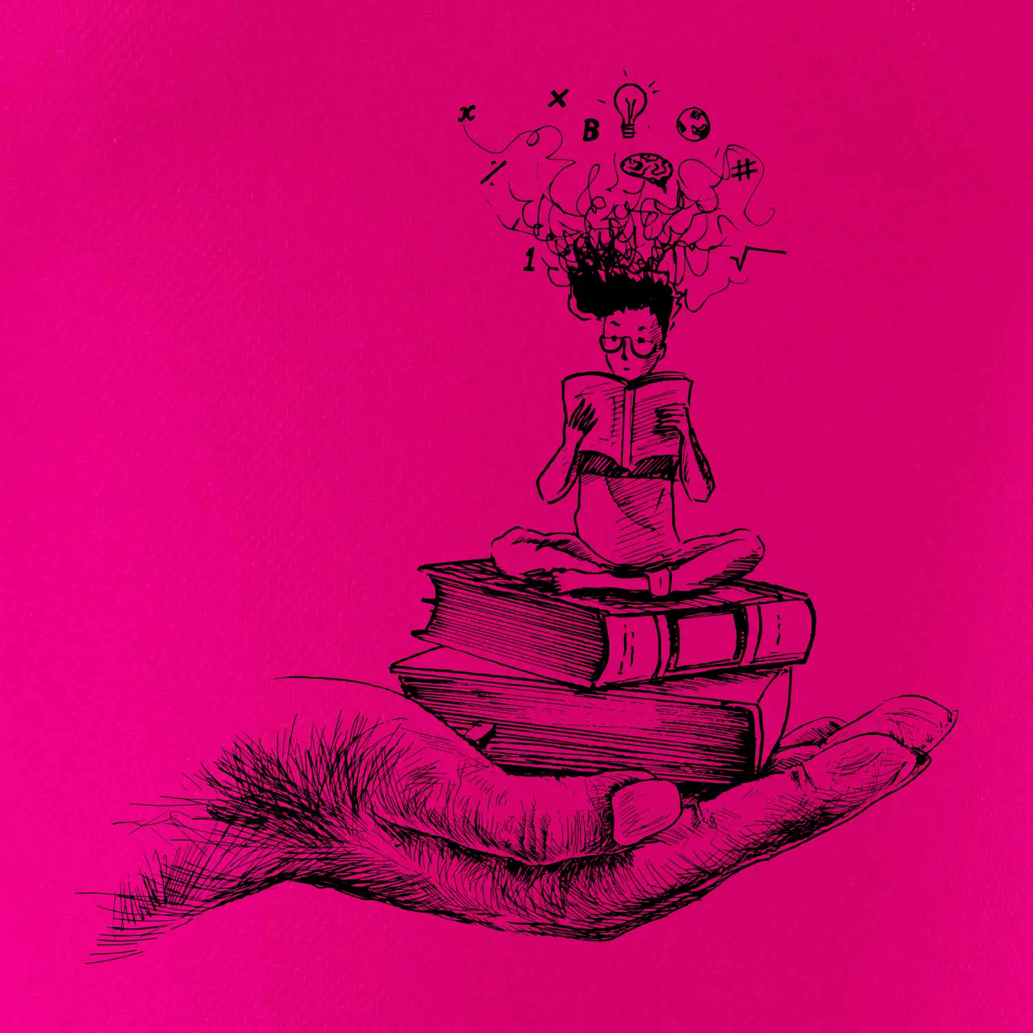 Čtenář - ruka kreslená