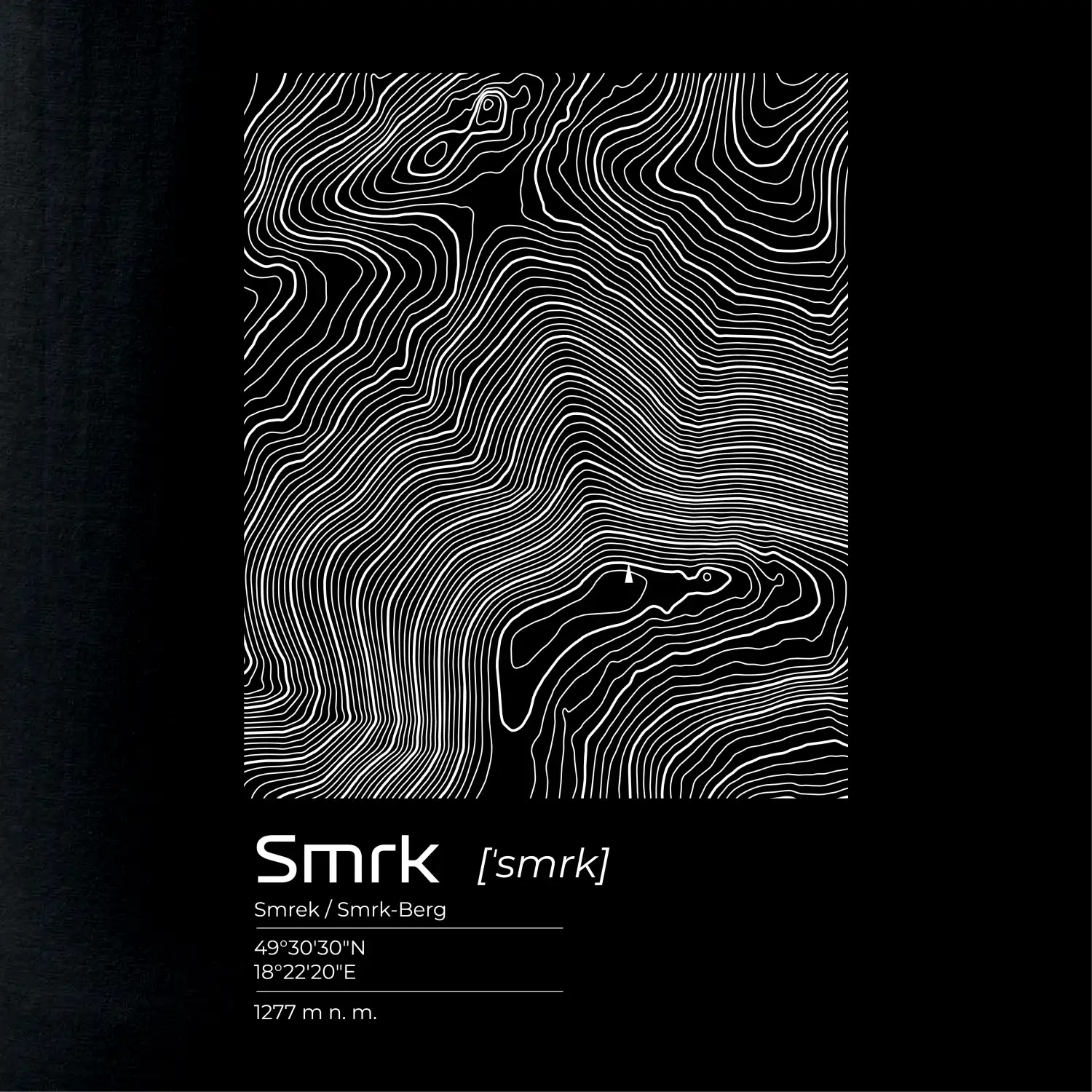 Smrk - vrstevnice v obdélníku