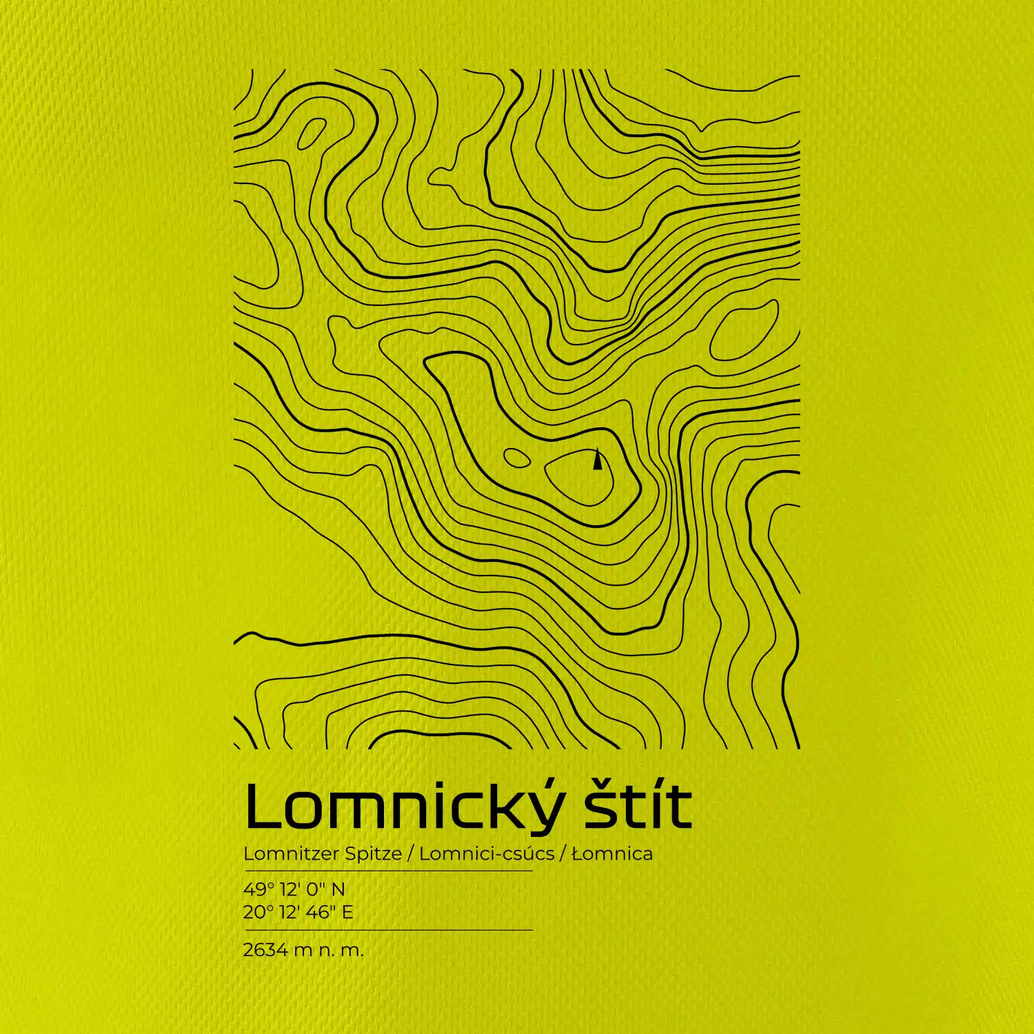Lomnický štít - vrstevnice v obdélníku