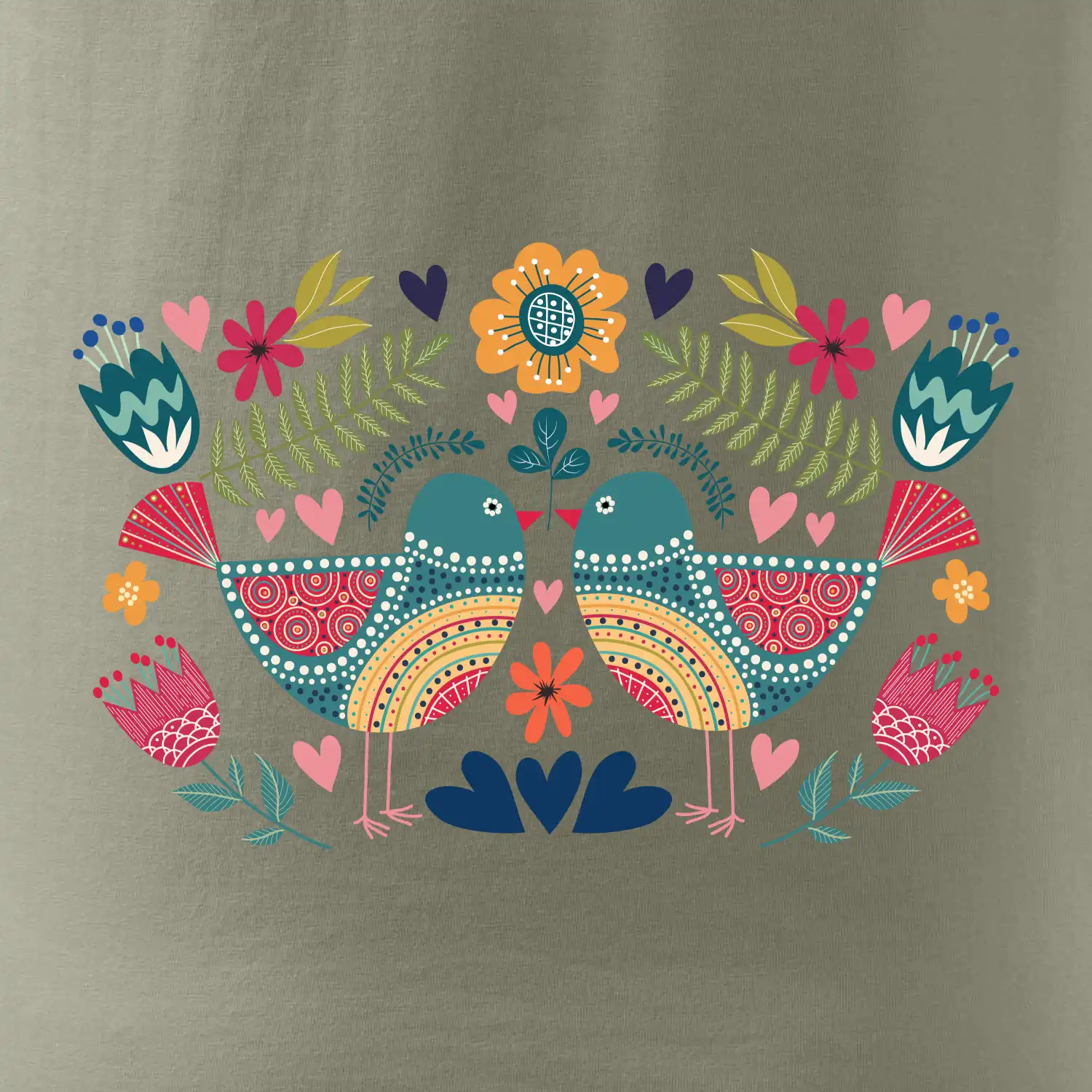 Folklor - dva barevní ptáčci