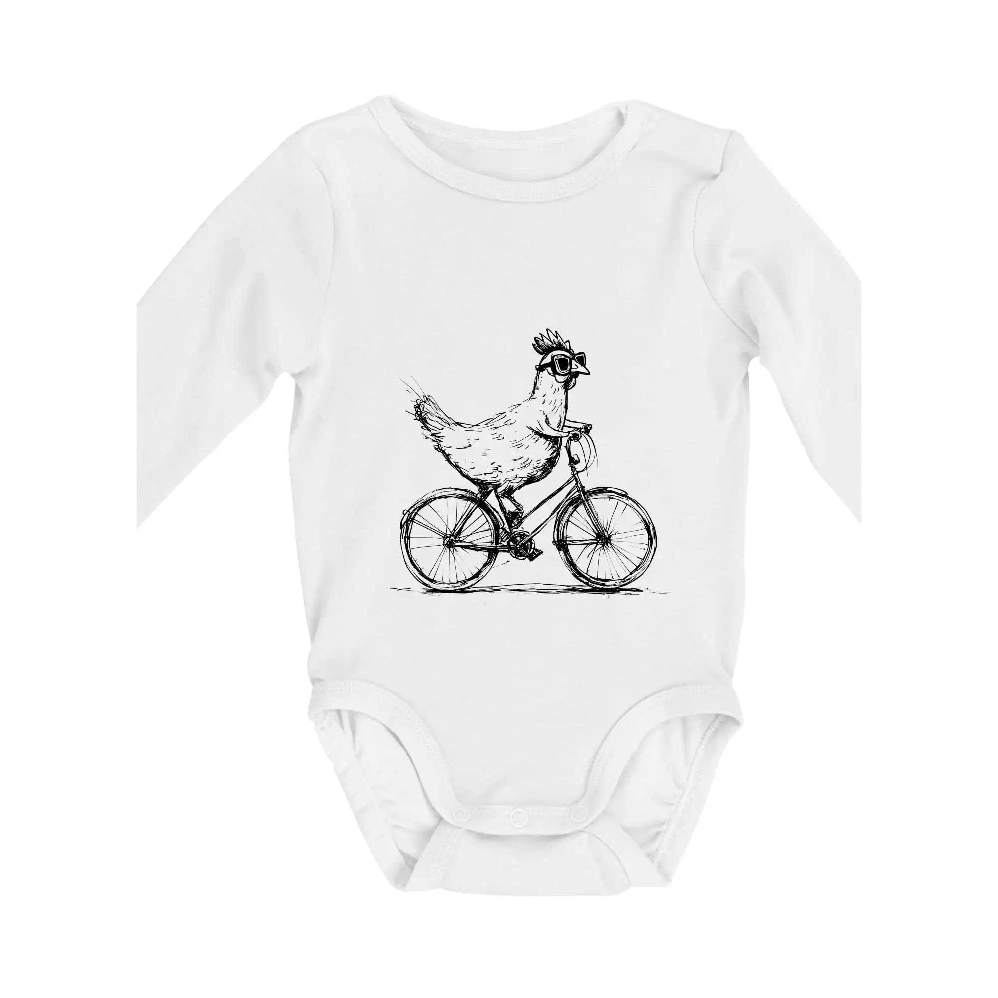 Tričko ako darček pre cyklistu - Sliepka na bicykli - Body dojčenské s dlhým rukávom