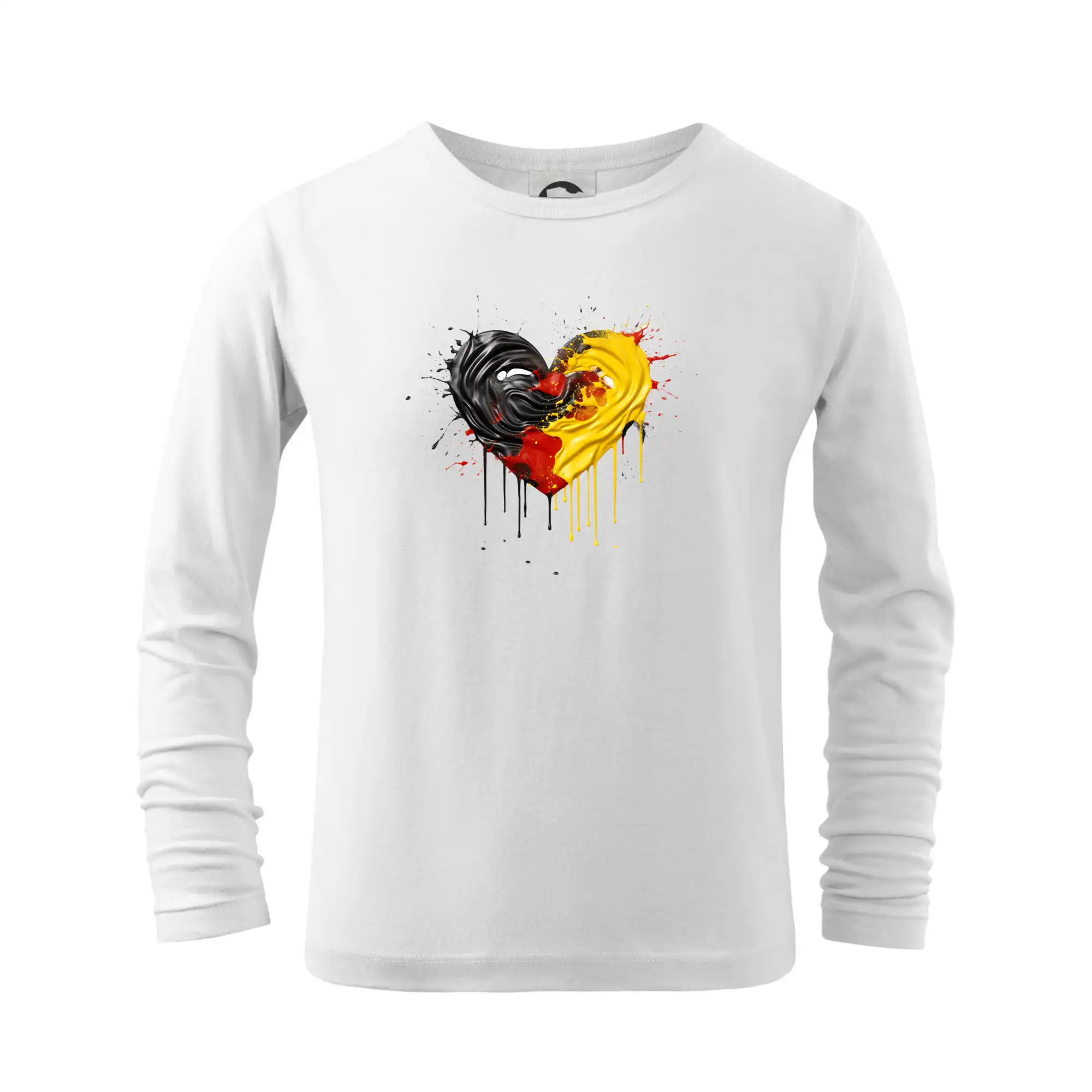Motívy štátnych vlajok - Srdce rozprsknuté - Nemecké farby - Tričko detské Long Sleeve