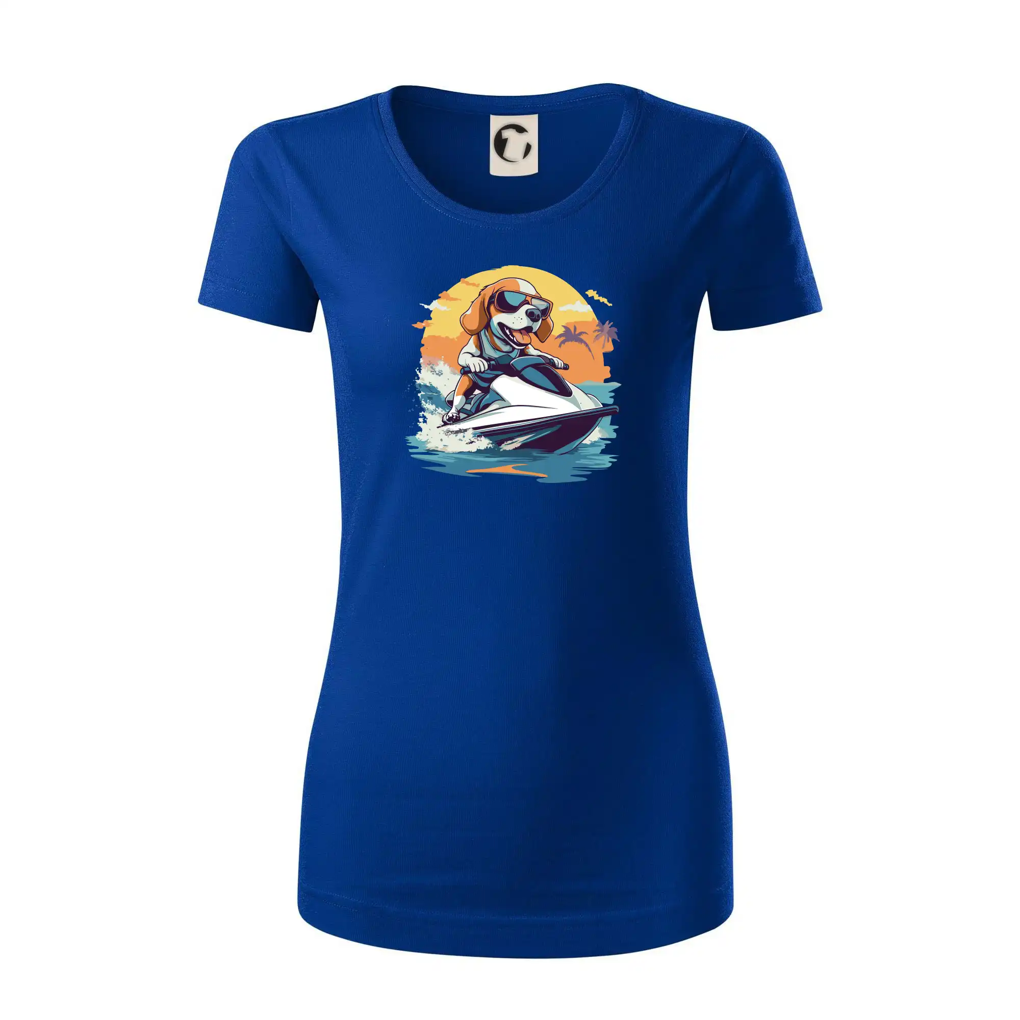 Bígl na tričku - Bígel na vodnom skútri - Dámske tričko z organickej bavlny Origin (GOTS)