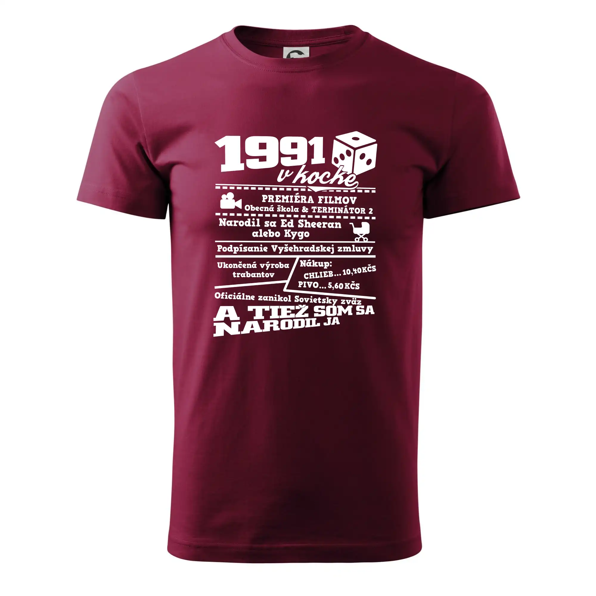 Trička s ročníkom 1991 - 1991 v kocke - Pánske tričko nižšej gramáže