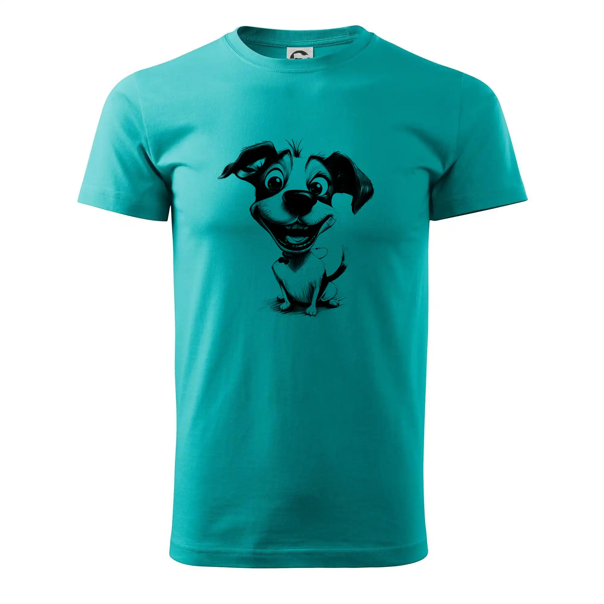 Jack Russell Teriér na tričku - Čiernobiela karikatúra Jack Russell teriér - Pánske tričko nižšej gramáže