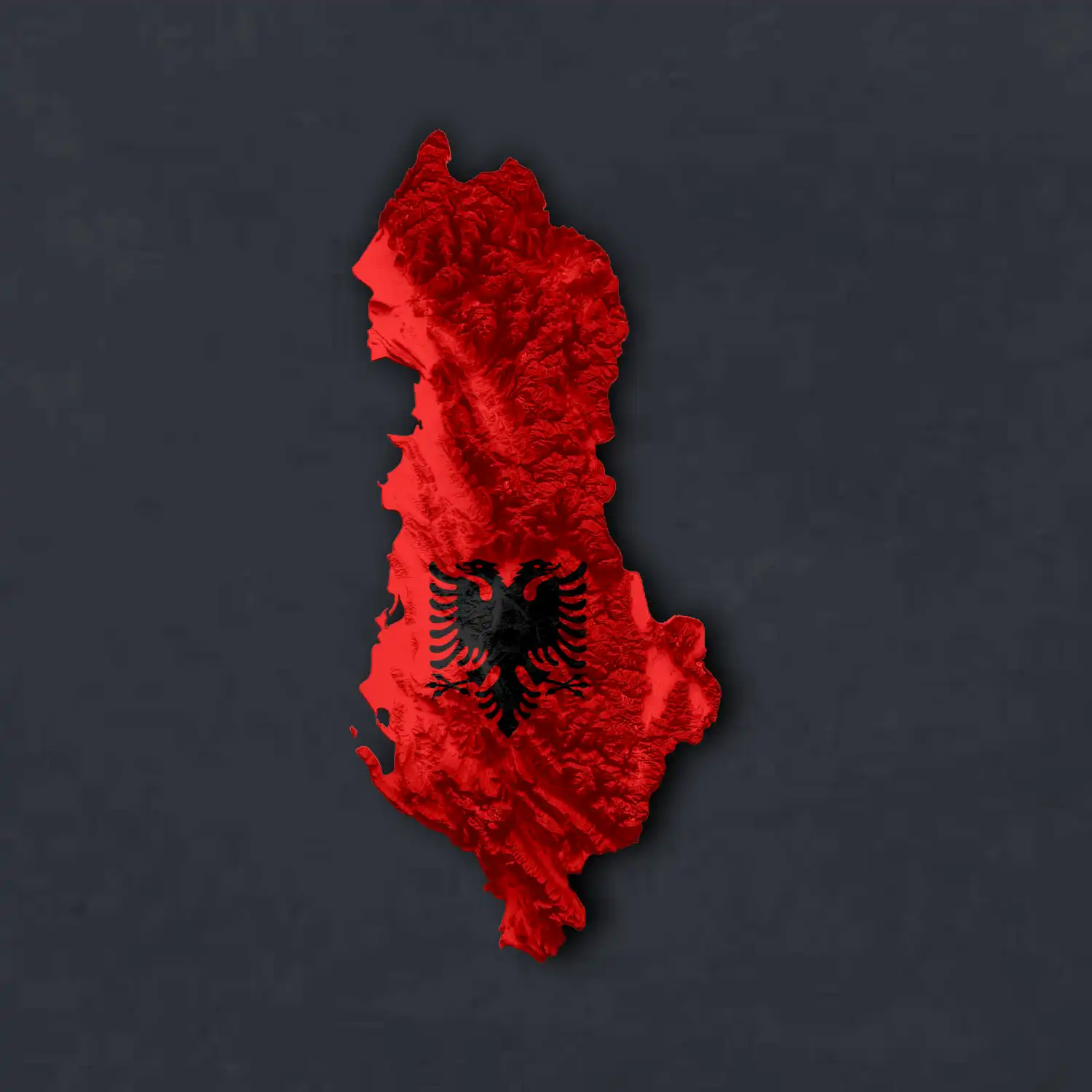 Mapa Albánie reliéf hor