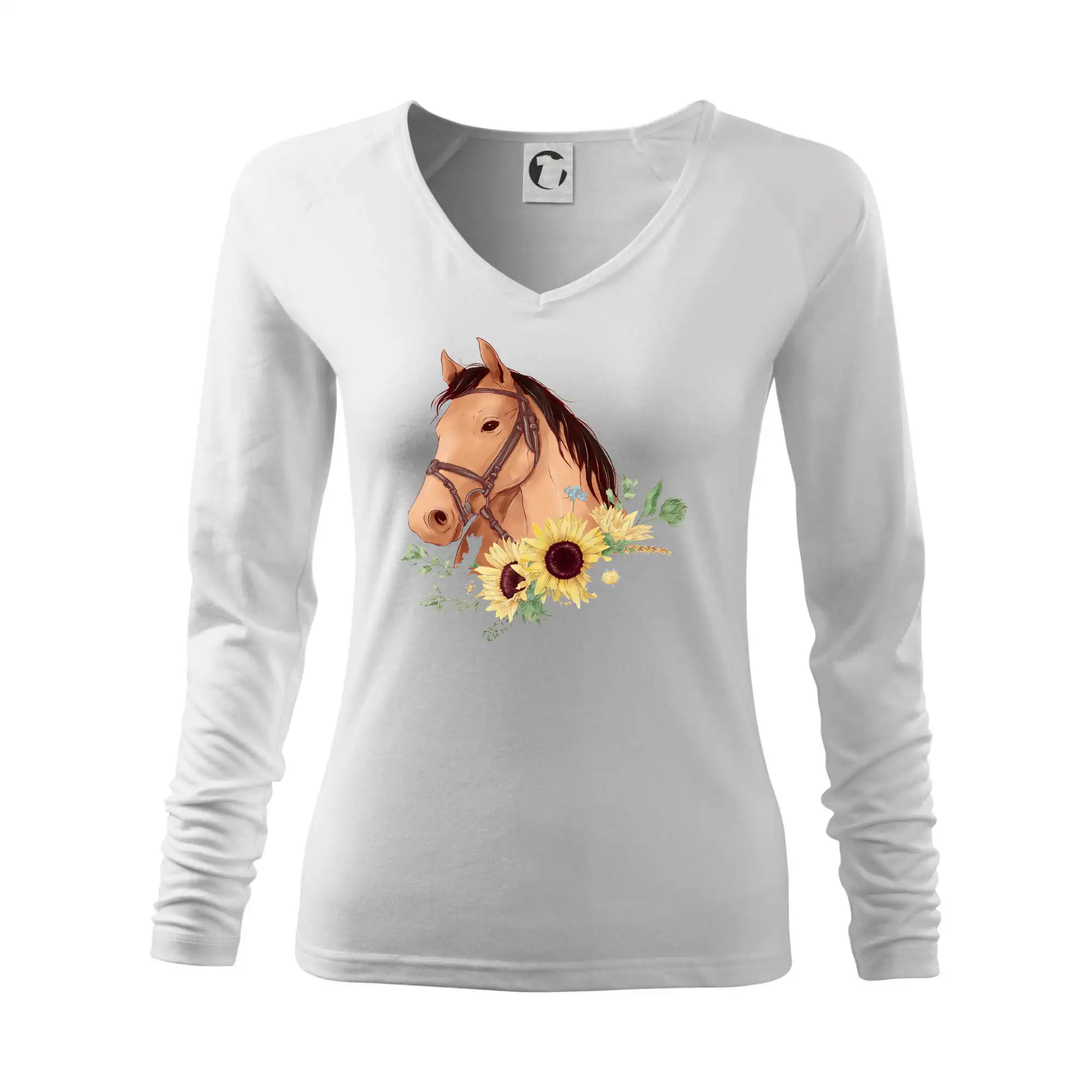 Tričká s koňmi - Hlava koňa a slnečnice - Tričko dámske Elegance