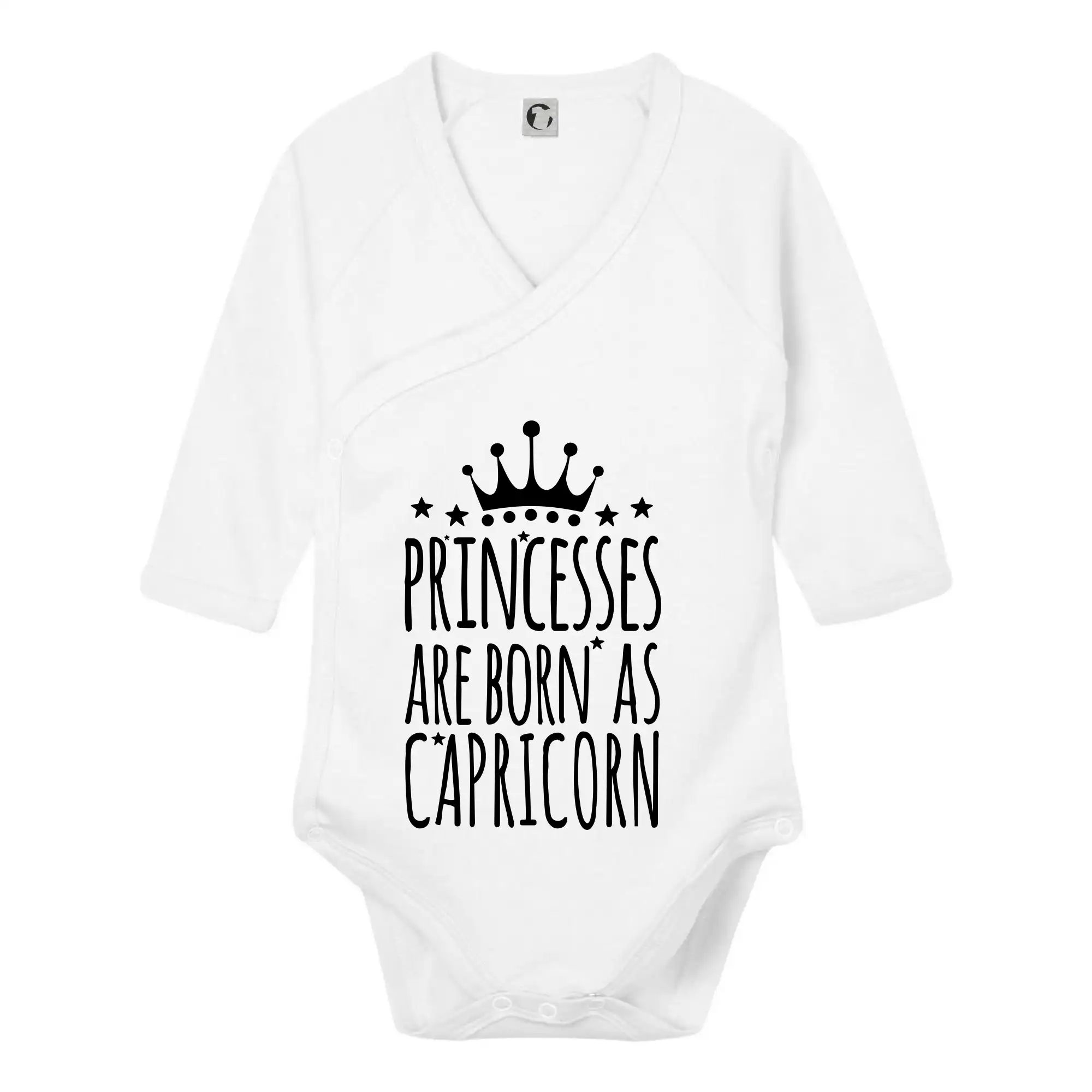 Tričká kozorožec - Princesses are born as Capricorn - Kozorožec - Body zavinovacie s dlhým rukávom