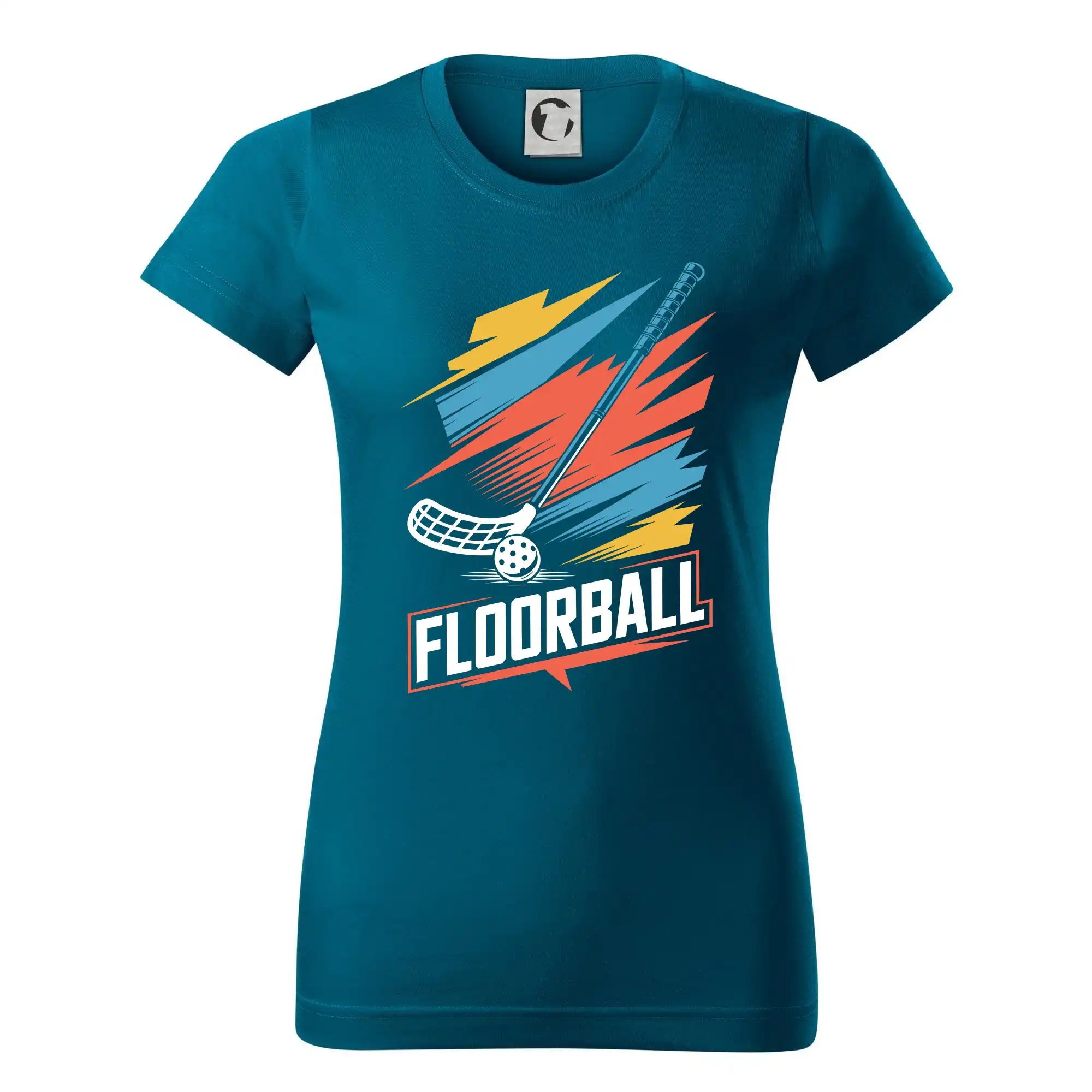 Florbalové tričká - Floorball - farby a hokejka - Dámske tričko basic - ľahko voľnejšie a dlhšie