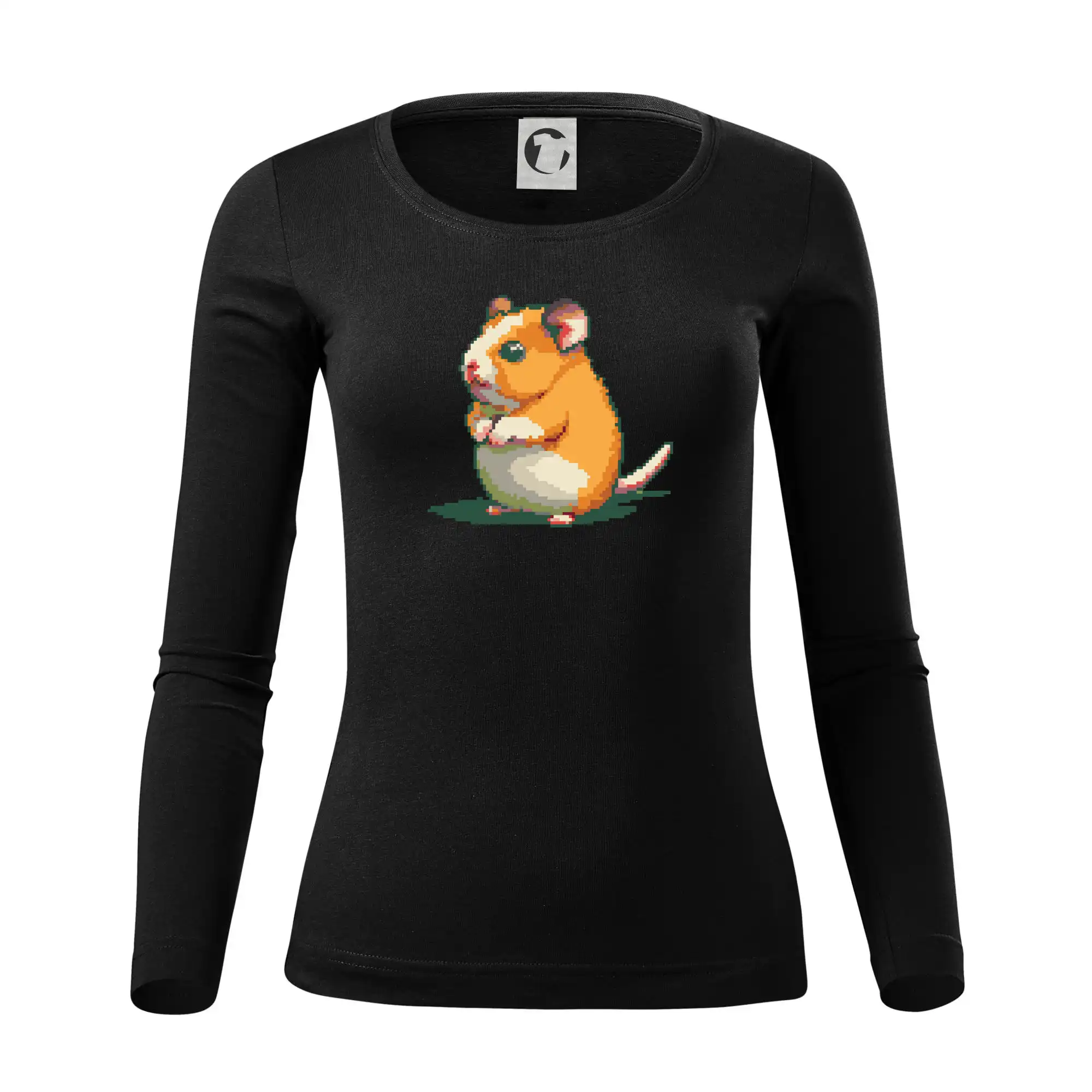 Tričká so zvieratami - Škrečok pixel - Dámske tričko FIT-T LS - zužené
