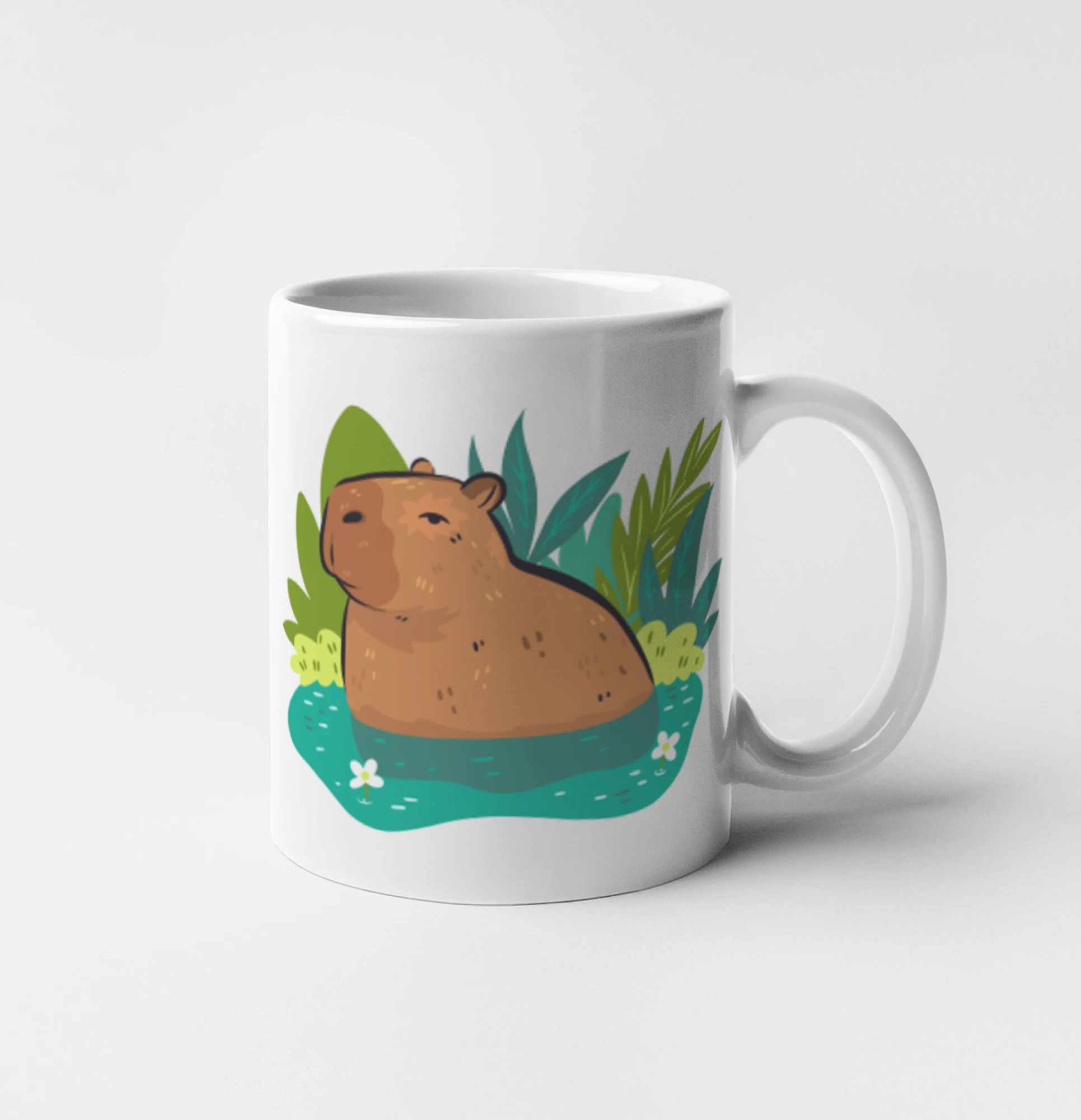 Tričká so zvieratami - Kapybara vo vode - Hrnček 