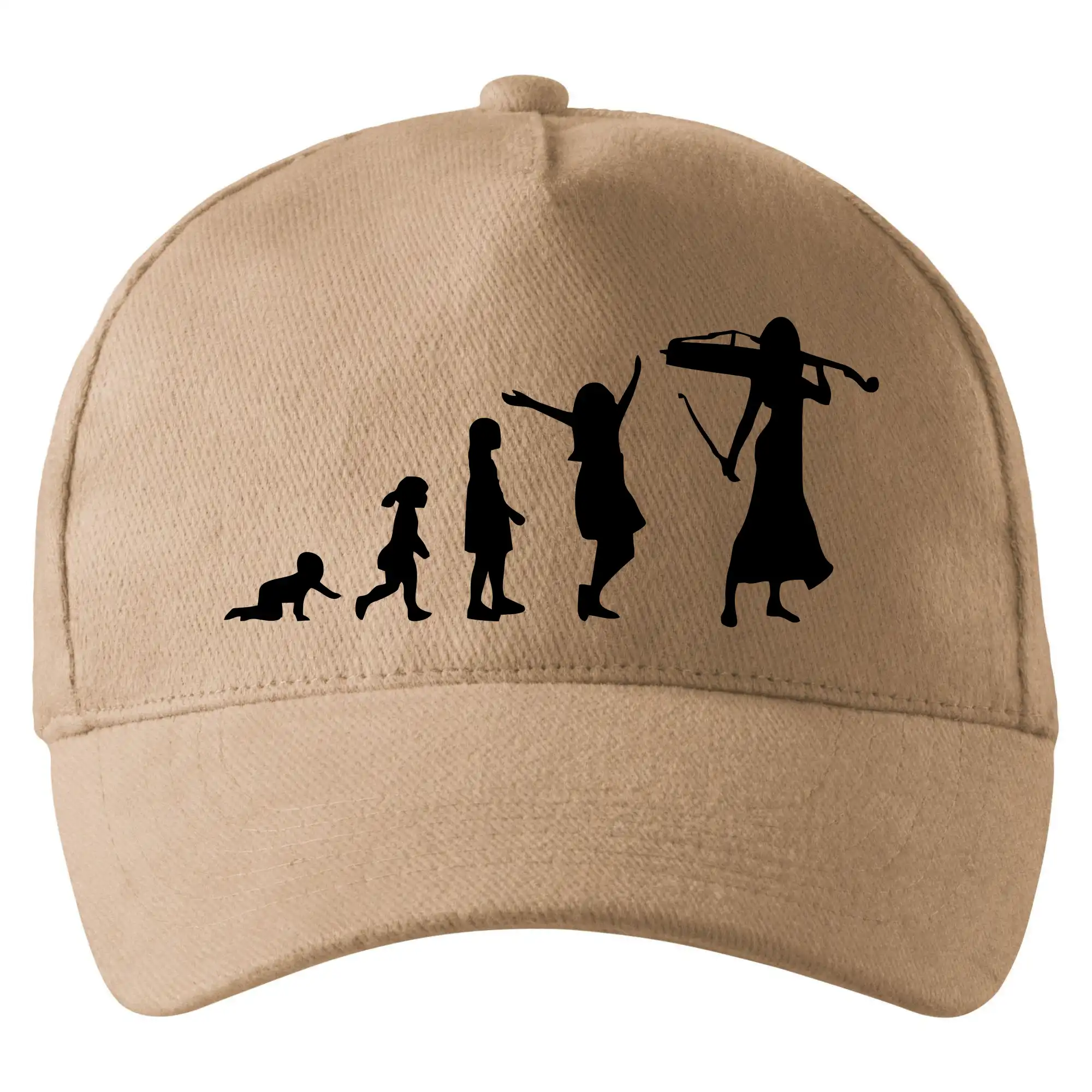 Tričká s potlačou evolúcia - Evolúcia čellistka - Šiltovka so zahnutým šiltom a mosaznou sponou