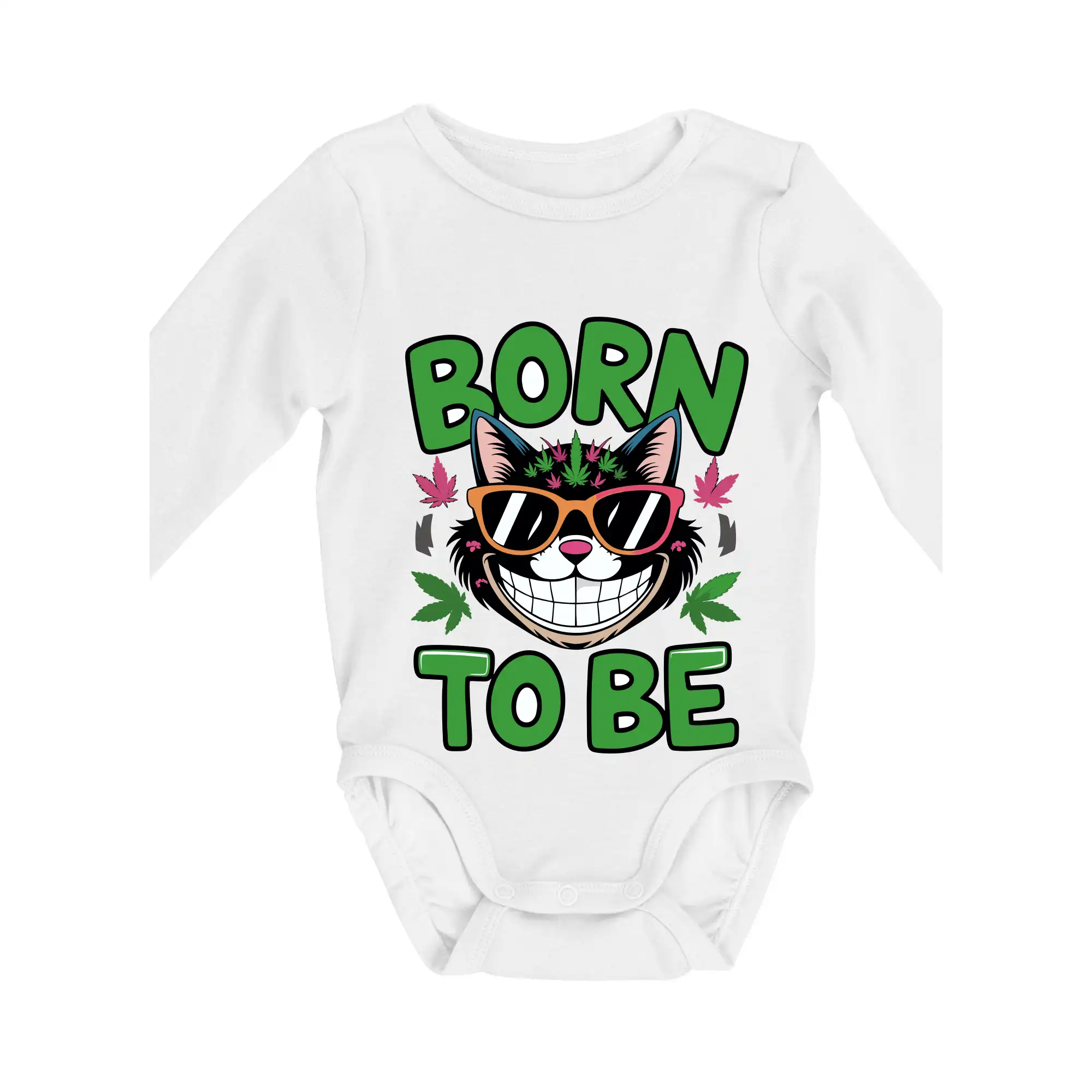 Tričká pre pohodový ľudí - Marihuana - born to be - Body dojčenské s dlhým rukávom