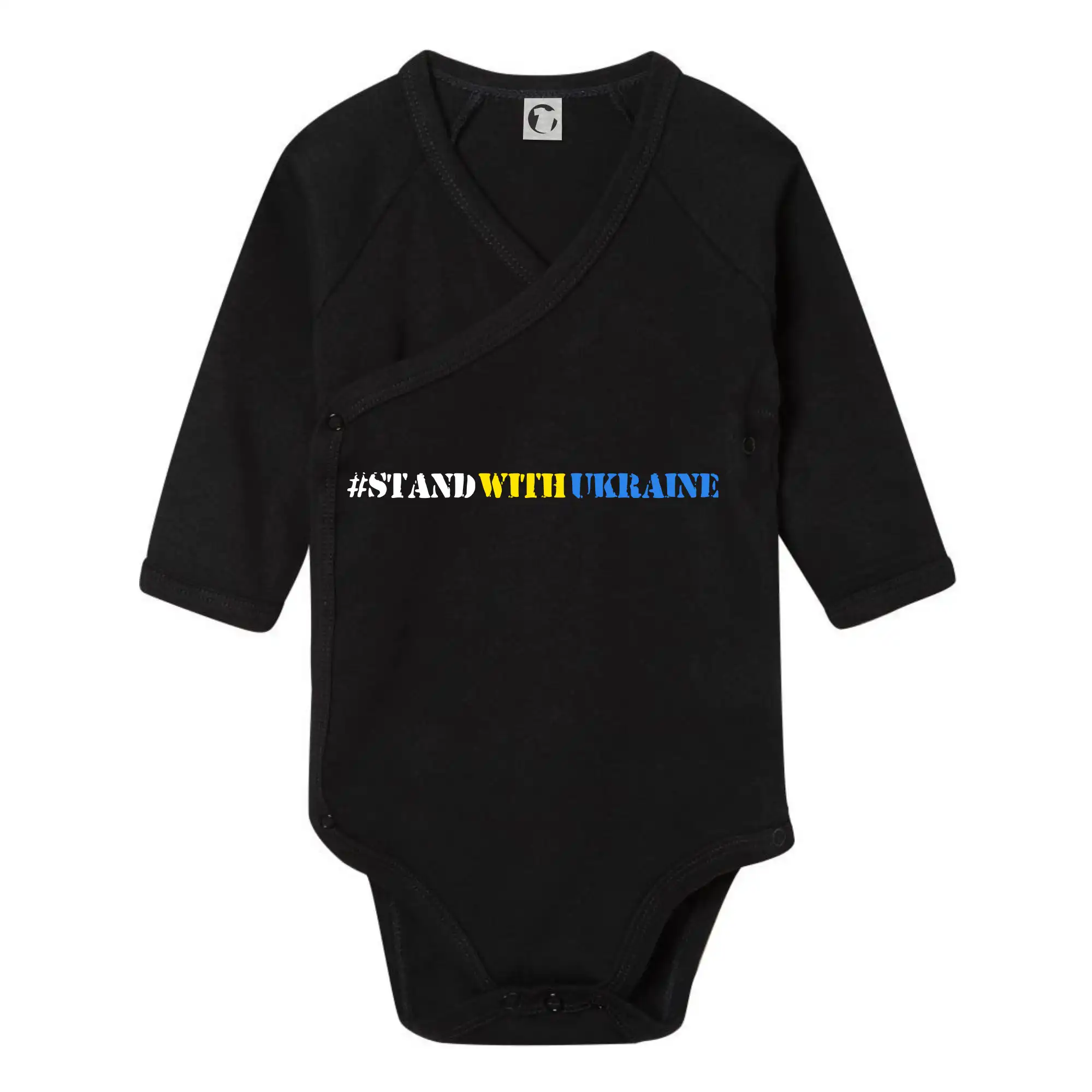Tričká s vlajkou ukrajiny - #StandWithUkraine - Body zavinovacie s dlhým rukávom
