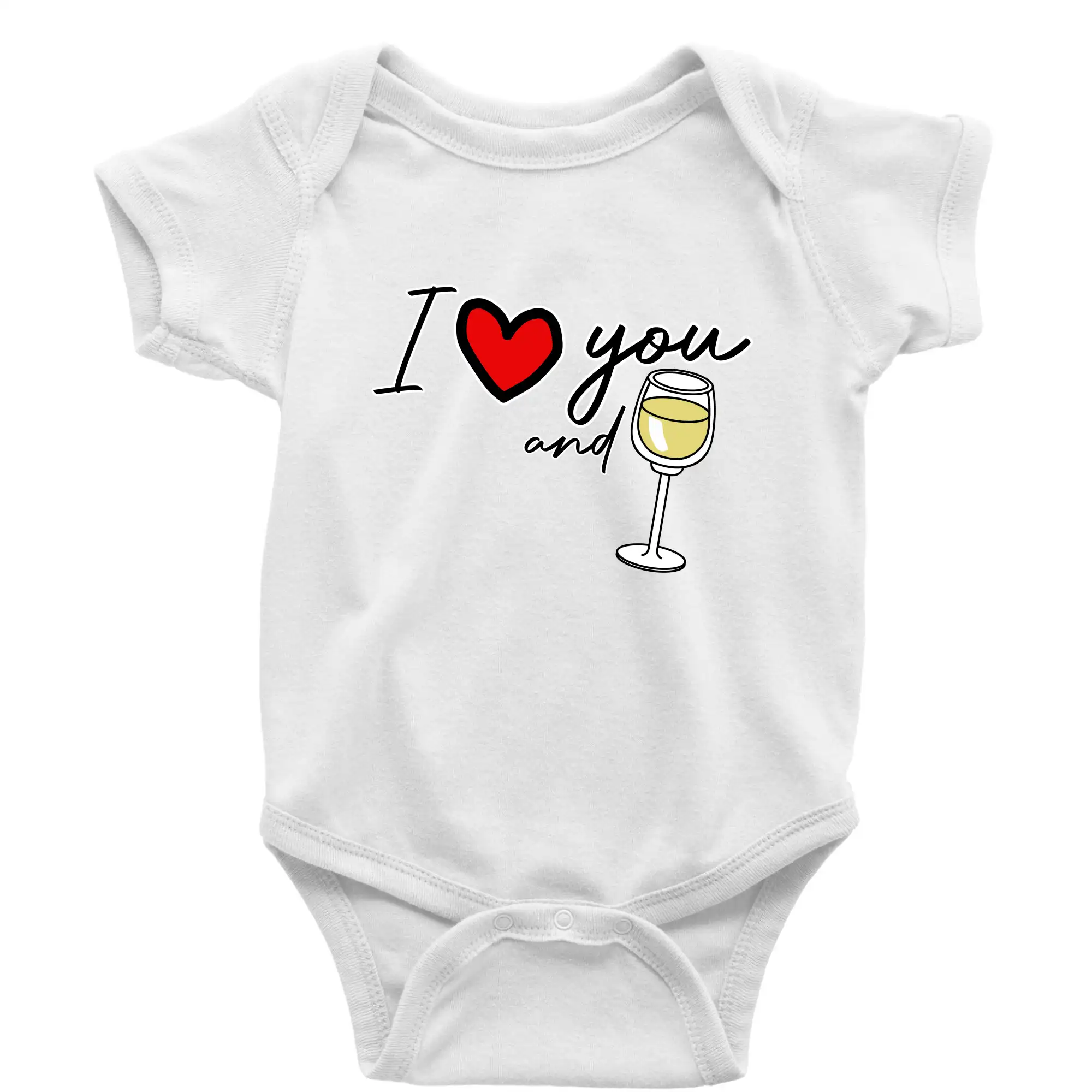 I love you and white wine - Body dojčenské s krátkym rukávom