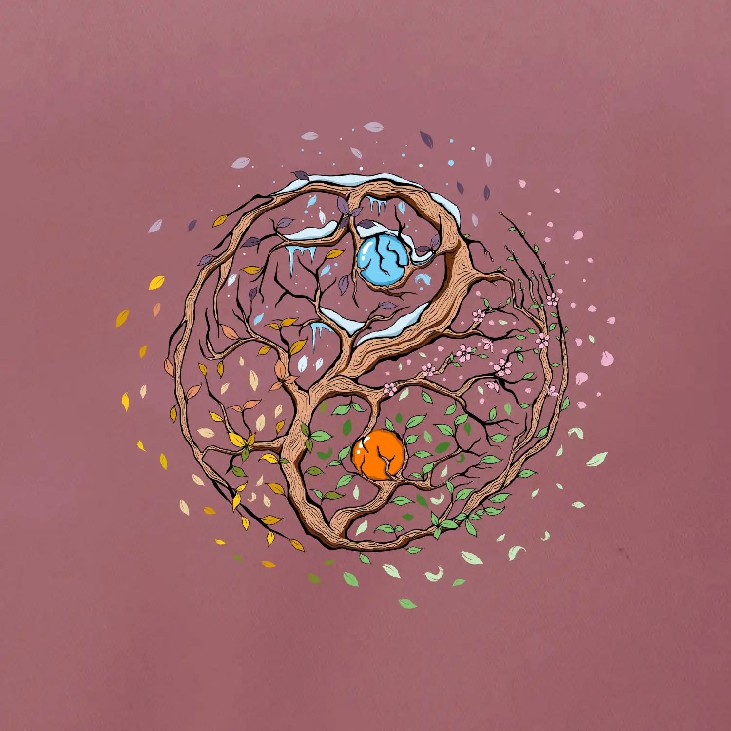 Yin & Yang strom - zima, léto