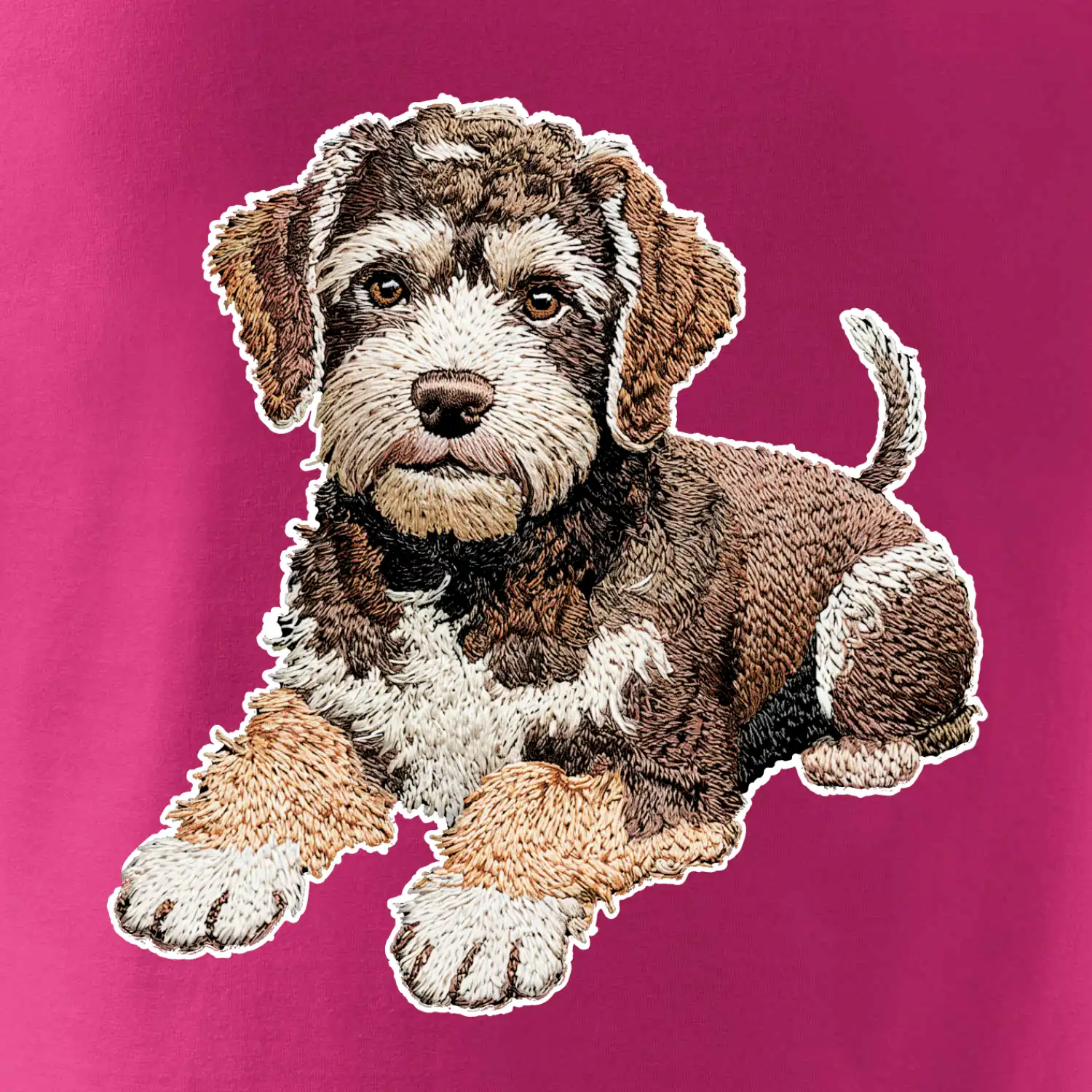 Lagotto romagnolo ležicí vyšívaný na prsu