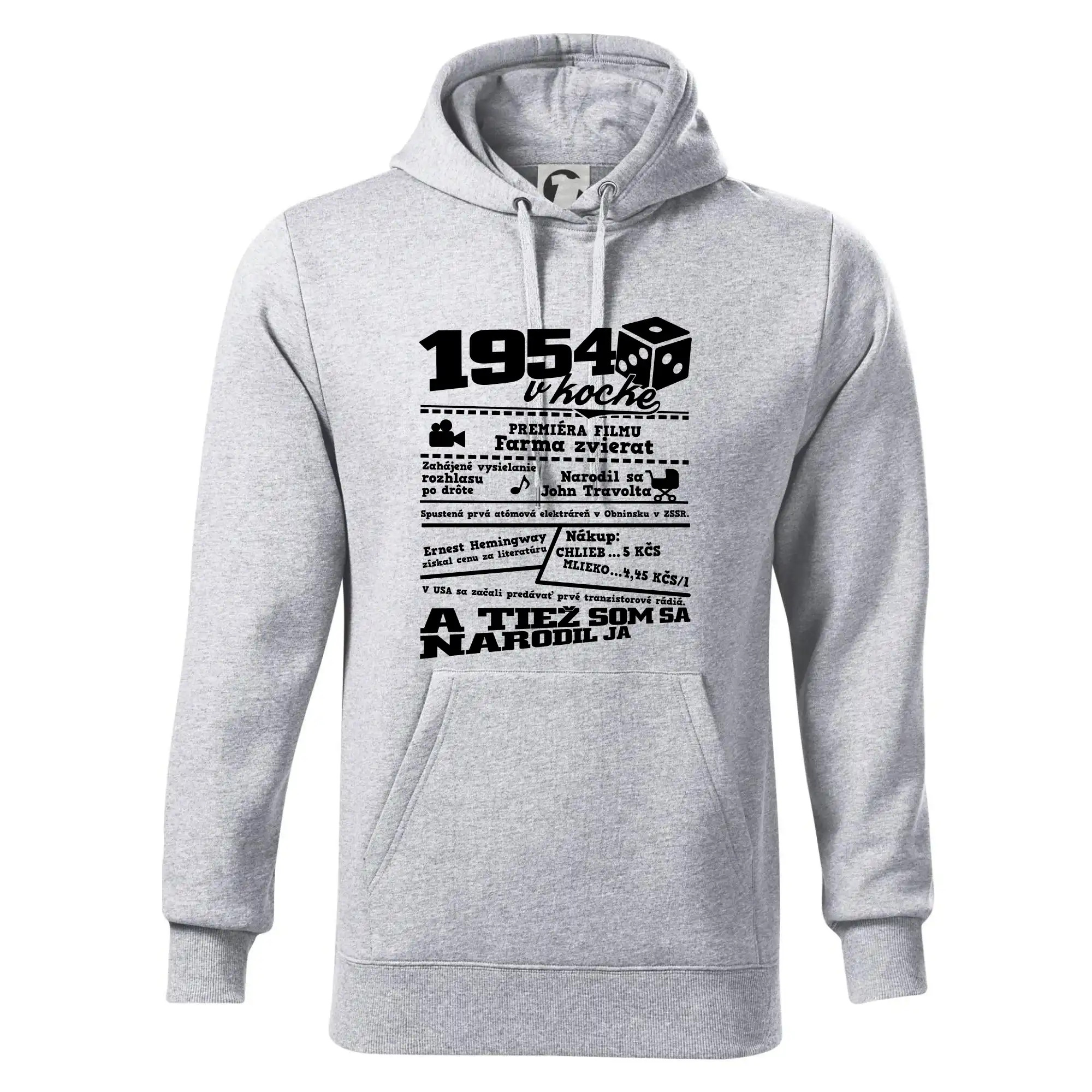 Narodeninové tričko 1954 - 1954 v kocke - Mikina pánska Cape s kapucňou