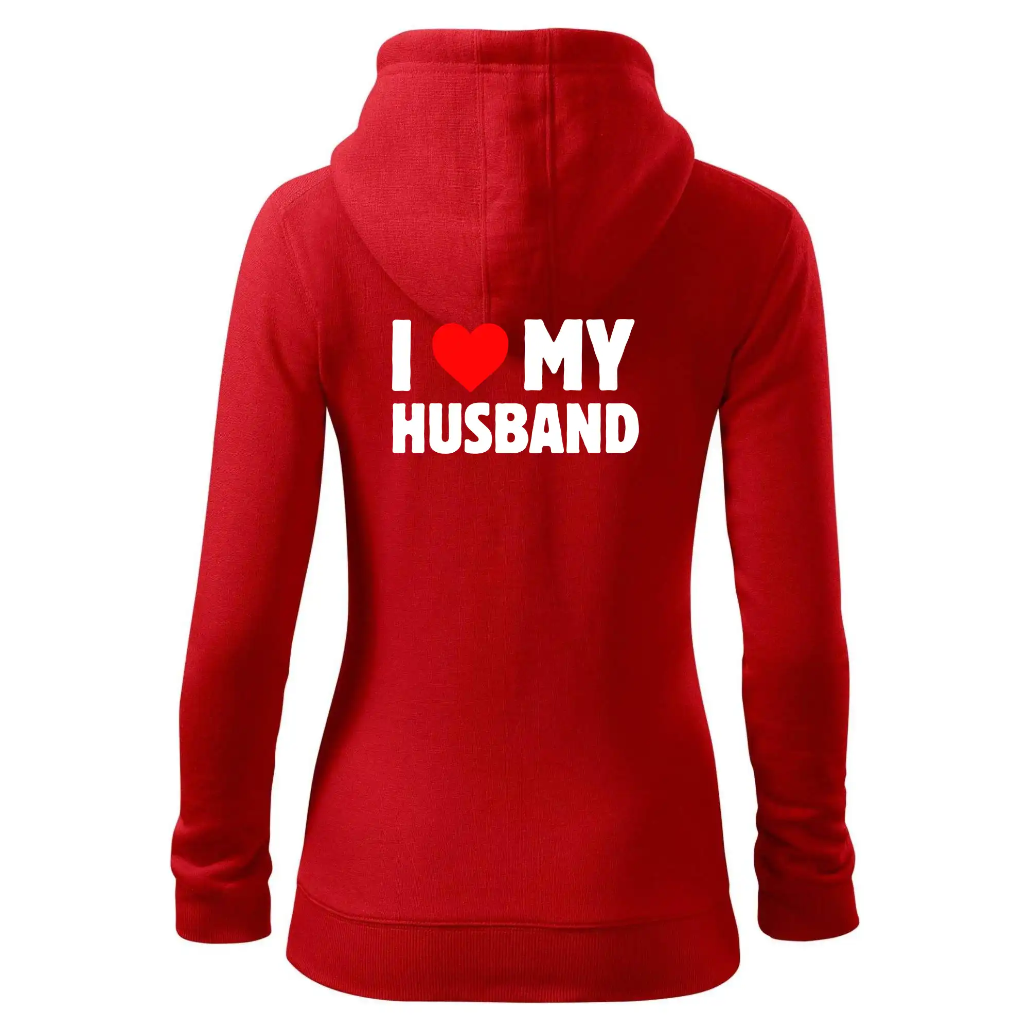 Tričká pre zamilovaných - I love my husband - Mikina dámska trendy zipper s kapucňou