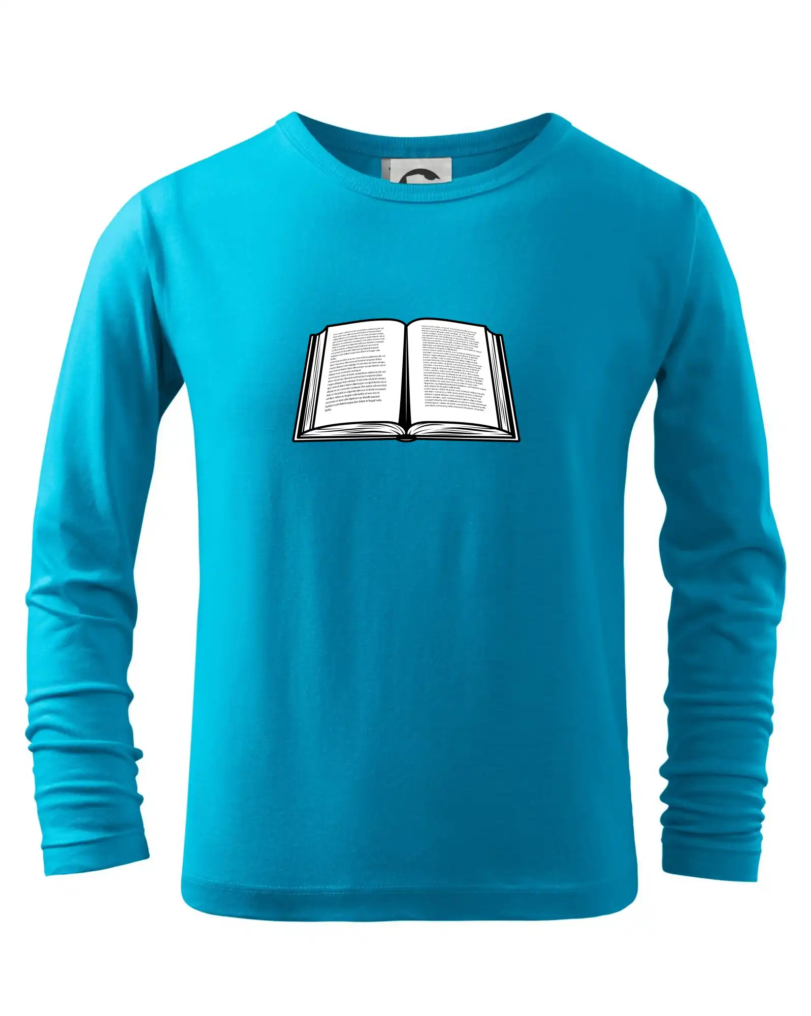 Tričká s motívom kníh pre milovníkov čítania a vône papiera - Kniha čiernobiela otvorená s textom - Tričko detské Long Sleeve