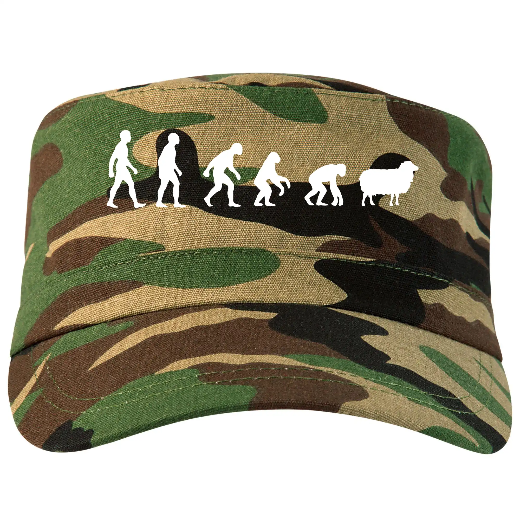 Tričká s potlačou evolúcia - Evolúcia ovce - Šiltovka CAMO