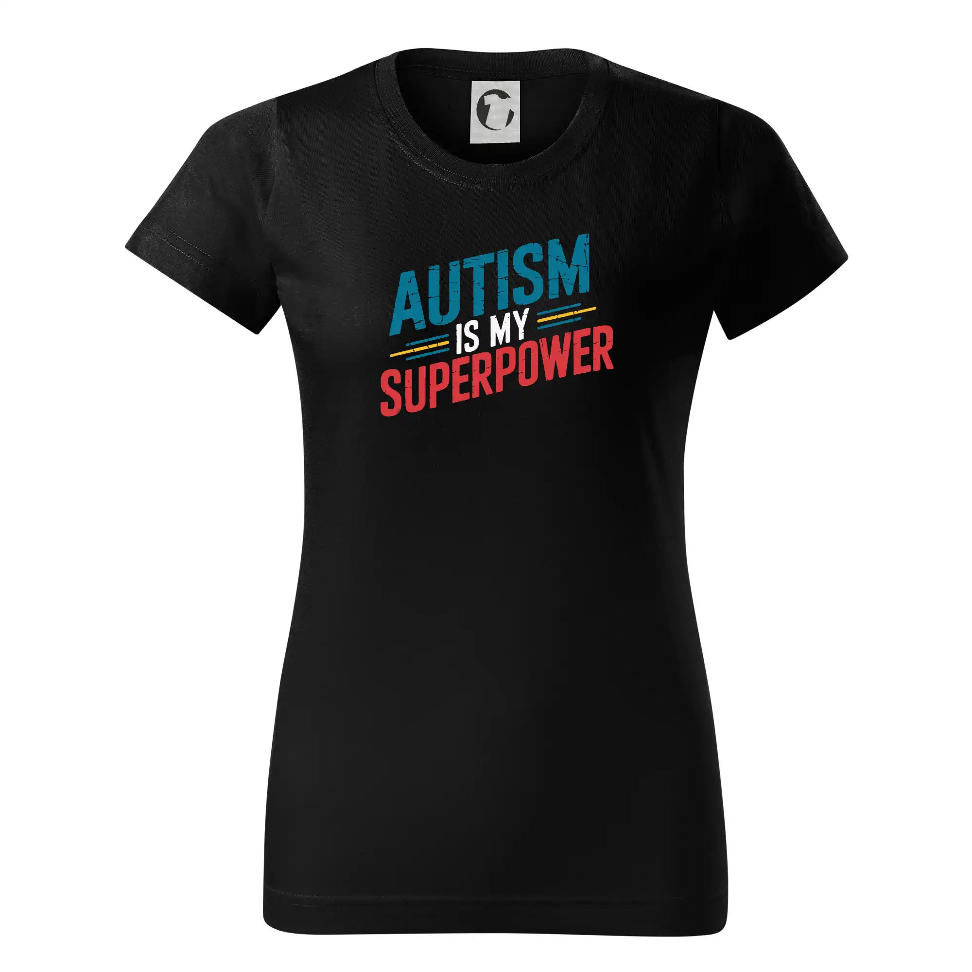 Tričká s motívom autizmu & osveta - Šikmý nápis Autism is my superpower - Dámske tričko basic - ľahko voľnejšie a dlhšie