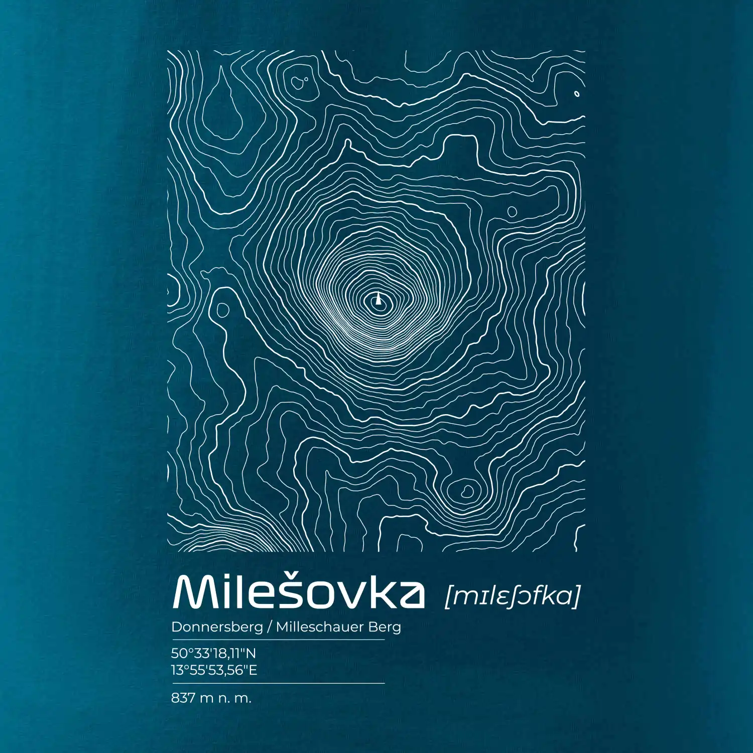 Milešovka - vrstevnice v obdélníku