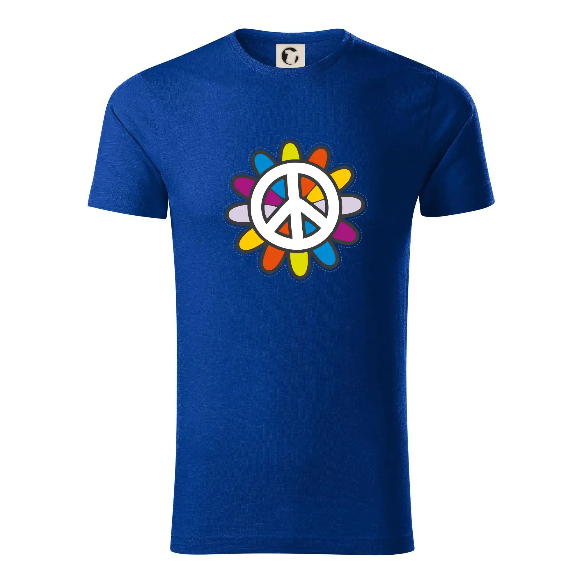 Tričká pre pohodový ľudí - Peace symbol s kreslenou kvetinou - Tričko z organickej bavlny