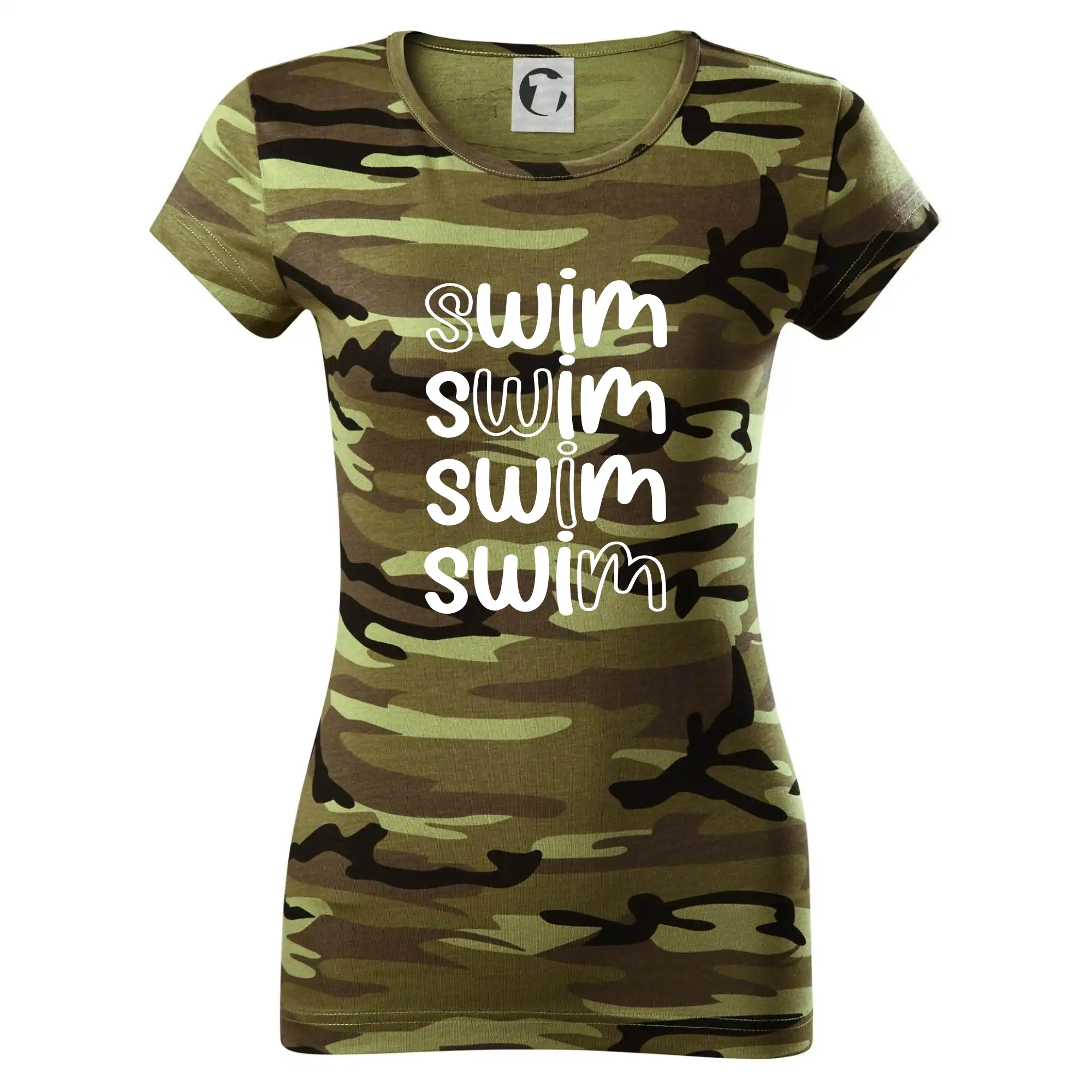 Ostatné športy - Swim nápis - Dámske maskáčové tričko