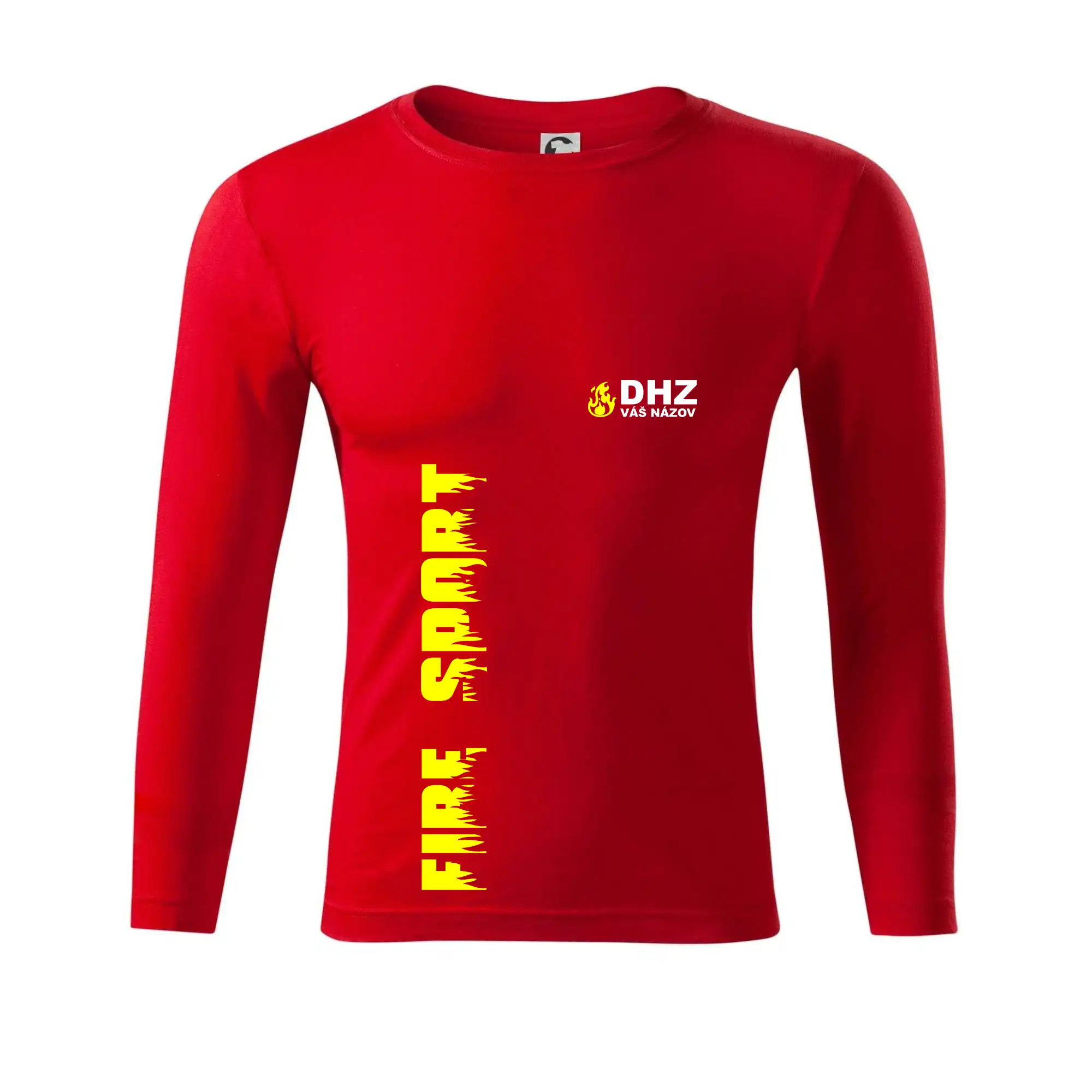 Originálne tričká pre hasičov - DHZ (oheň, firesport, názov sboru - vlastný nápis) - Tričko Progress s dlhým rukávom