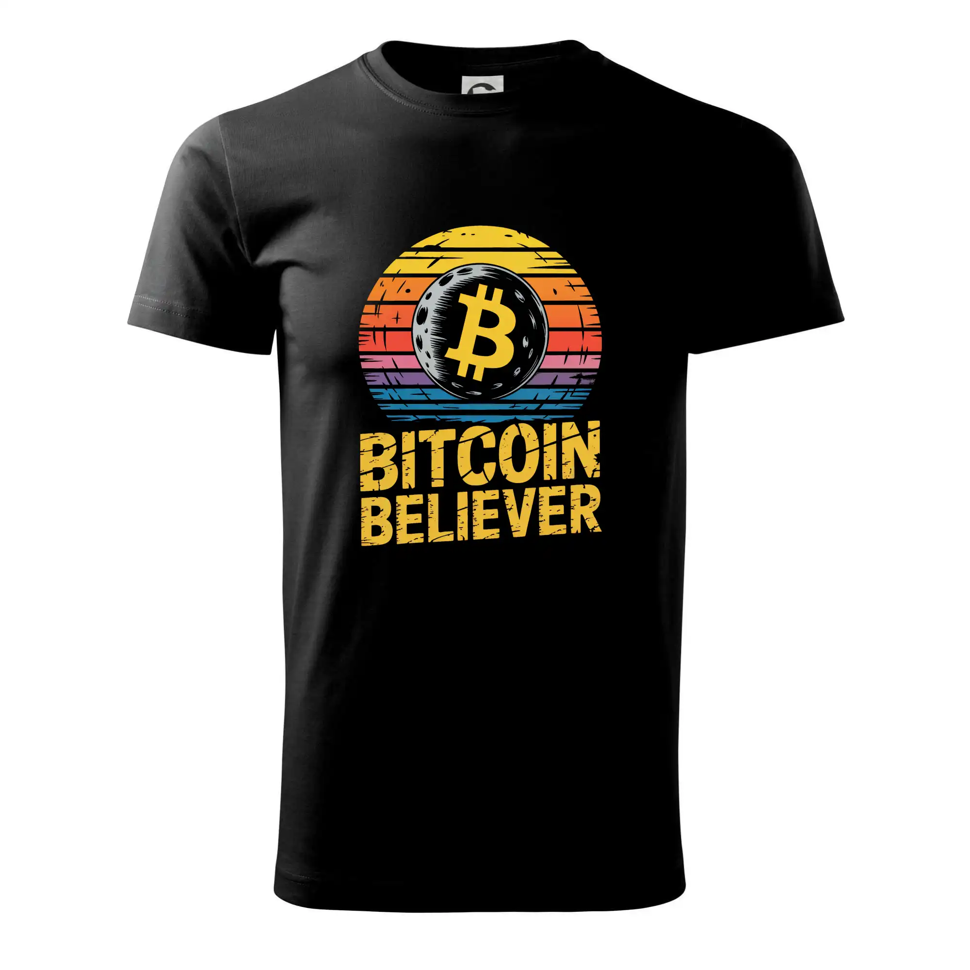 Bitcoin Believer Vintage retro sunset - Pánske tričko nižšej gramáže