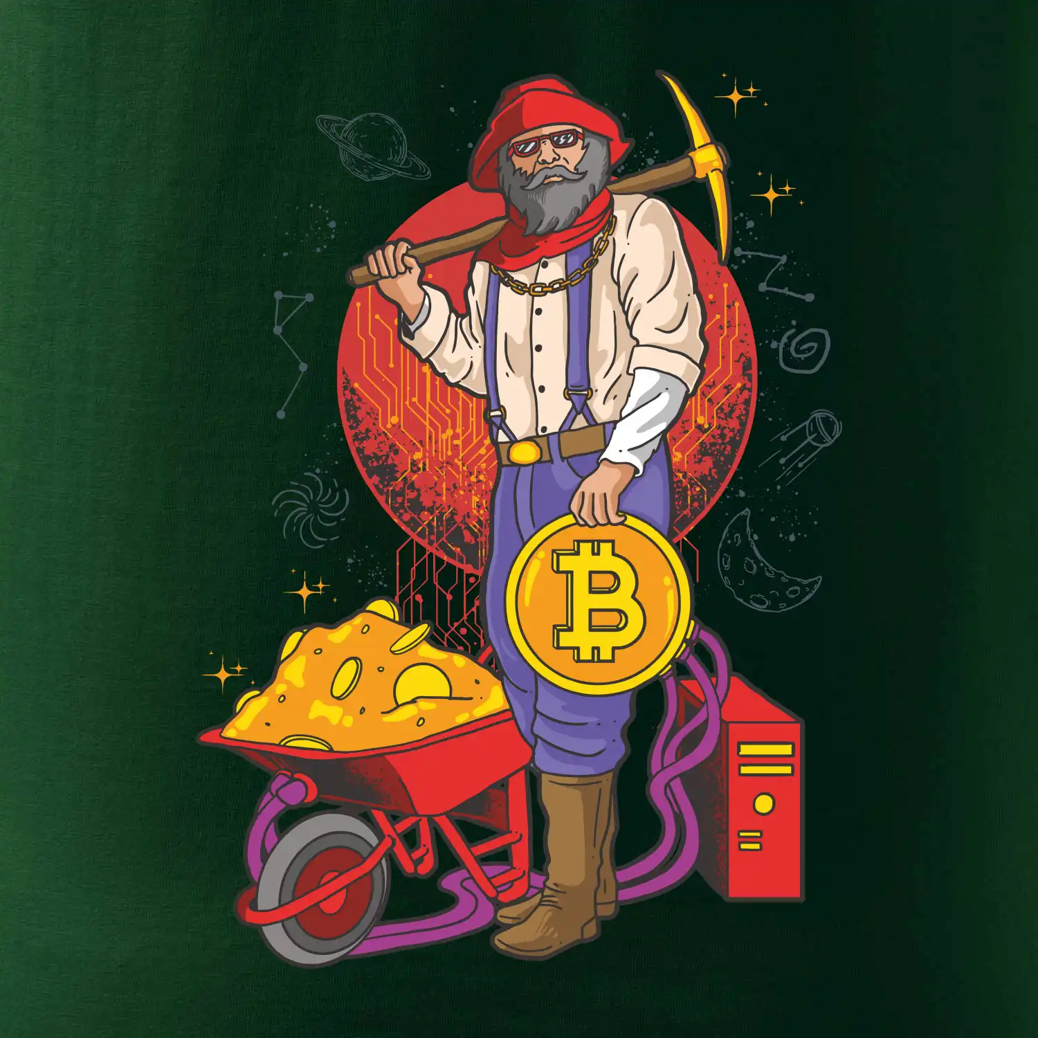 Horník těží bitcoiny