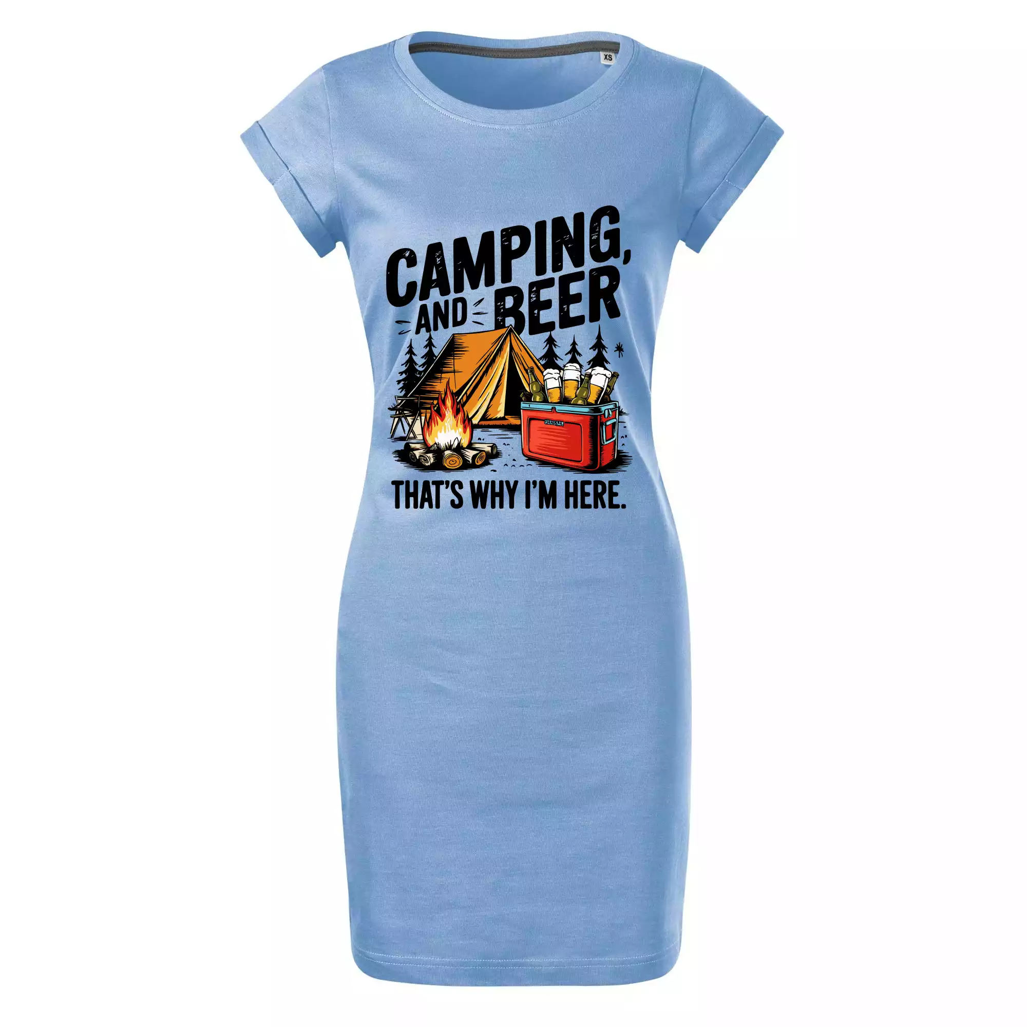 Černý nápis nápis Camping and beer