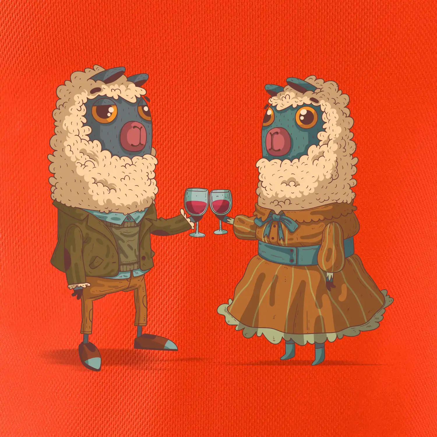 Alpaky s vínem pár